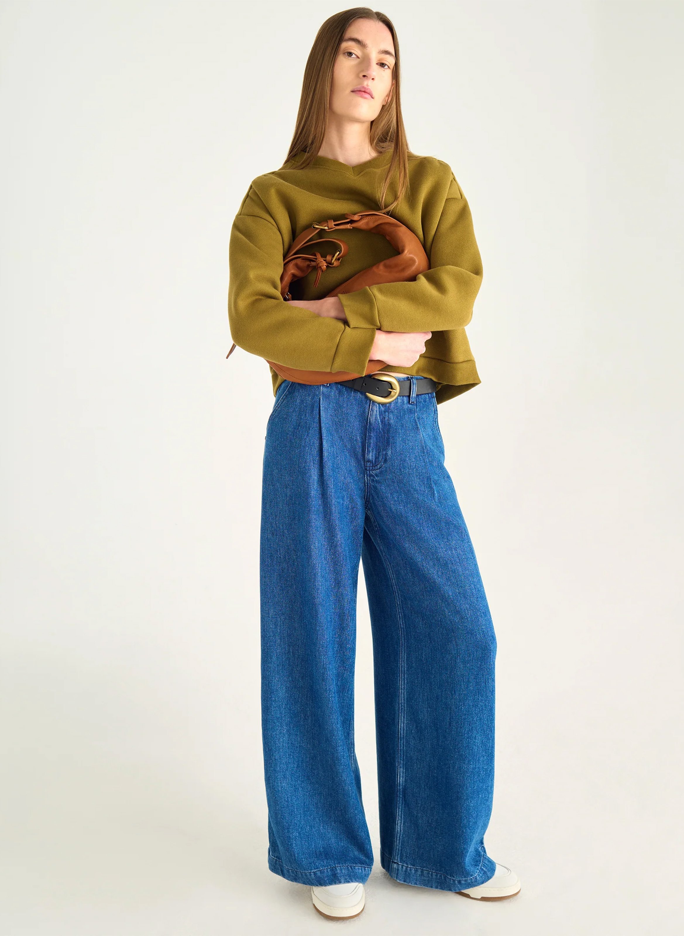 Weite hoch sitzende Flared Jeans ACOTE Blau