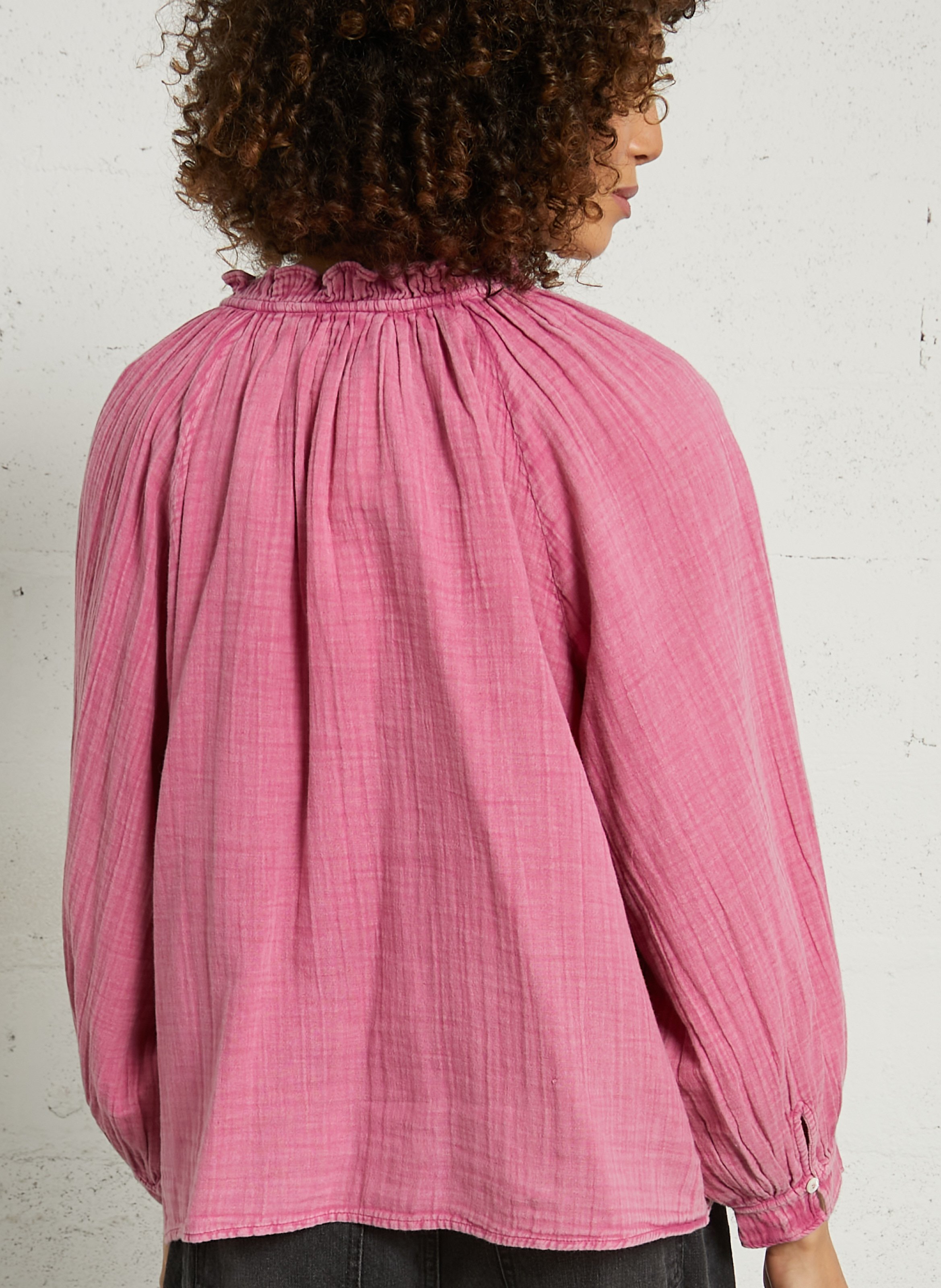 Blouse col V en coton LA PETITE ETOILE Rose