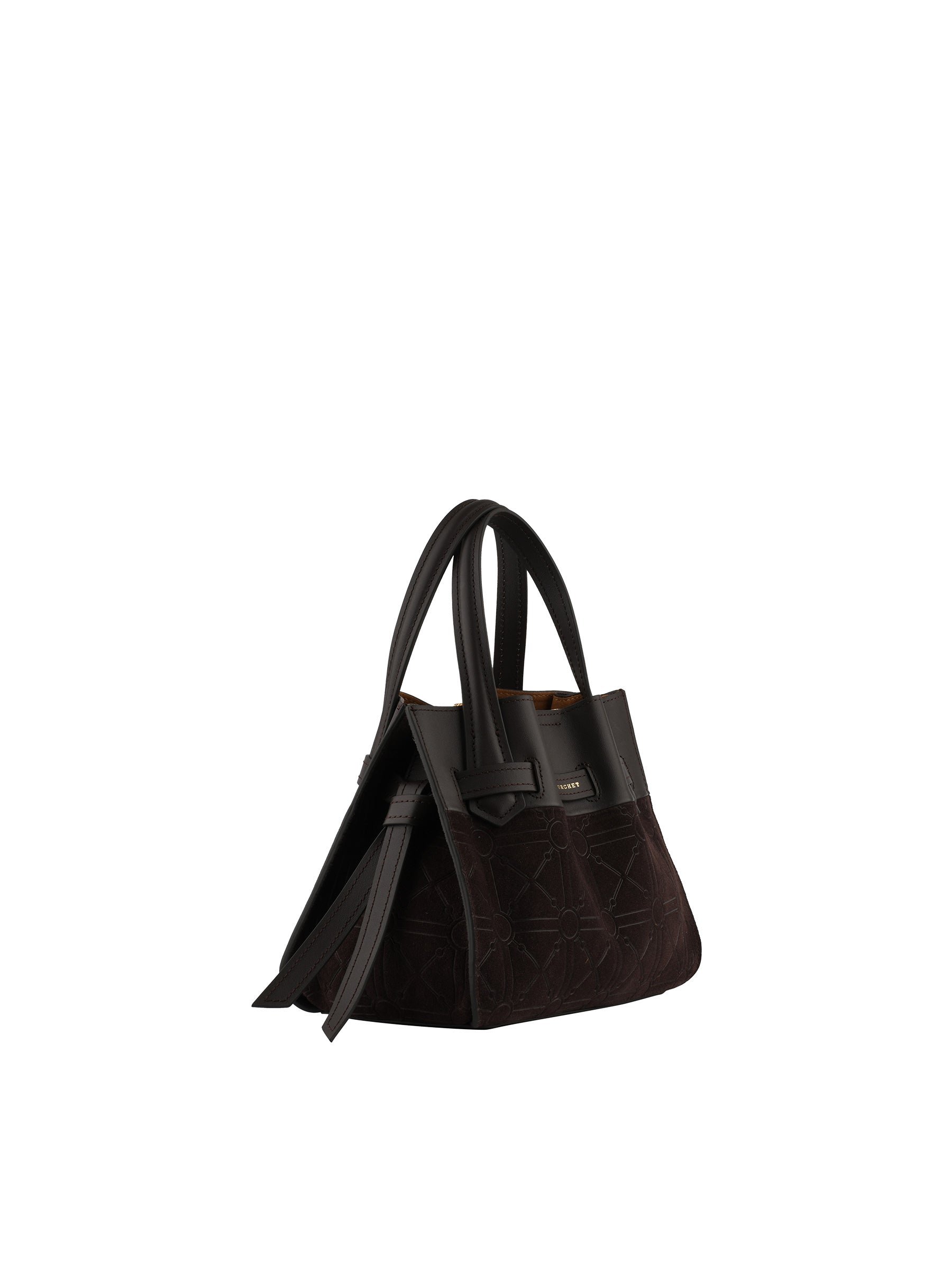 Suede and leather handbag Brown