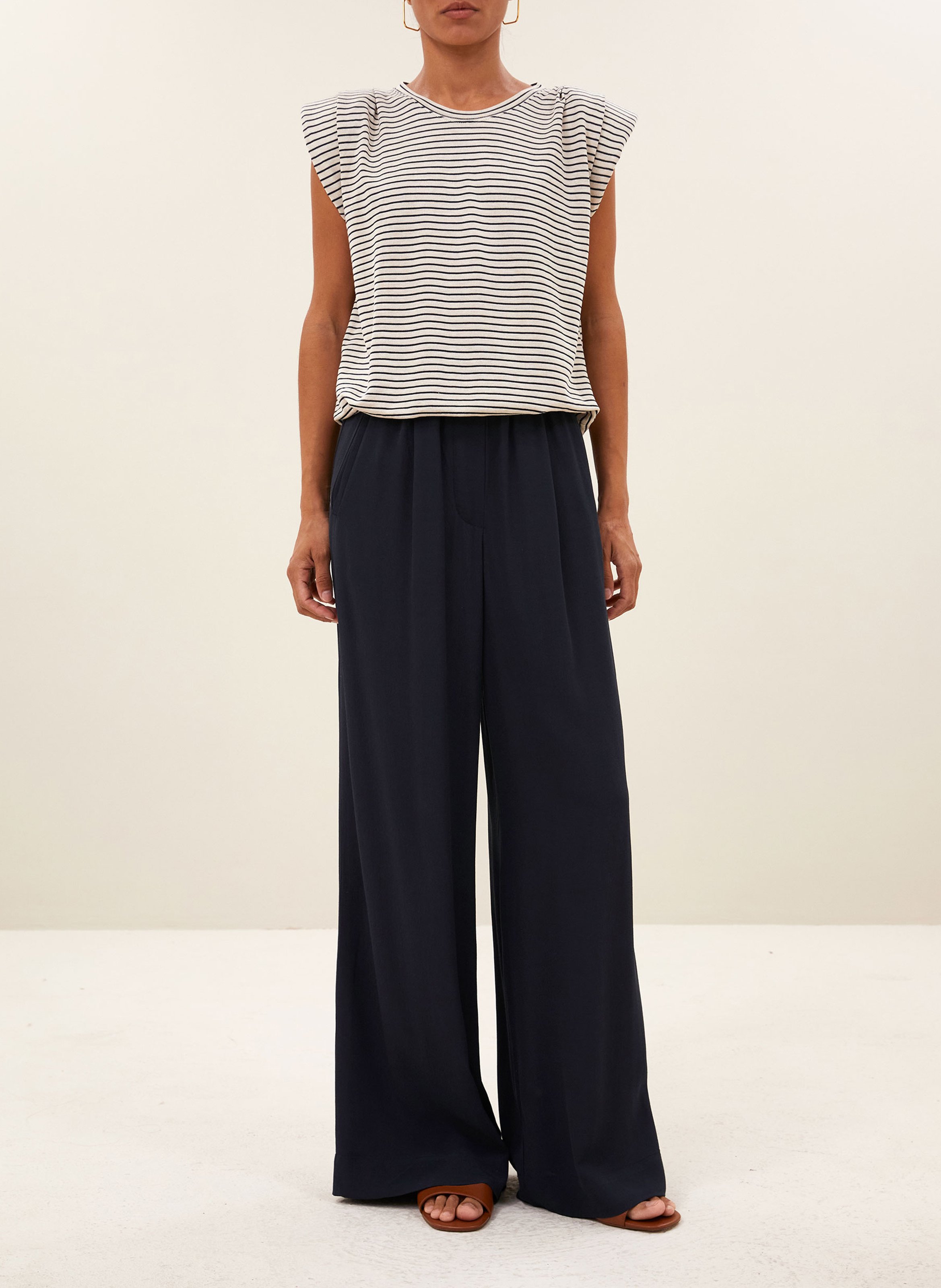 Effen top met lange mouwen en ronde hals BY BAR Blauw