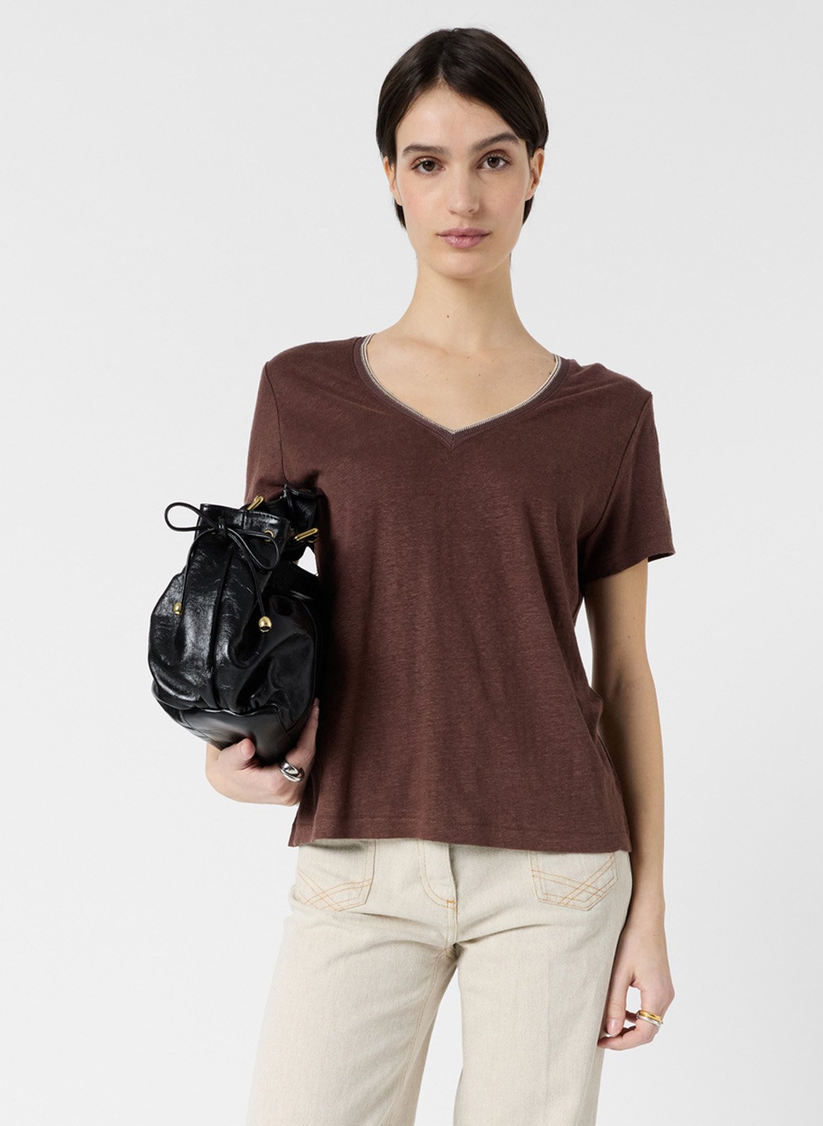 Linnen T-shirt met rechte pasvorm GERARD DAREL Bruin