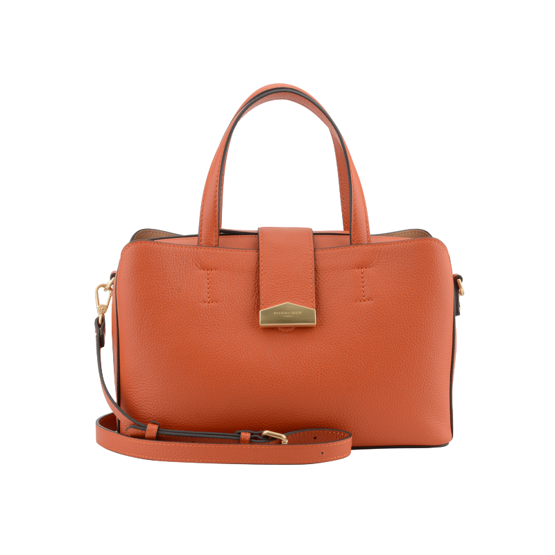 Leather handbag POURCHET Orange