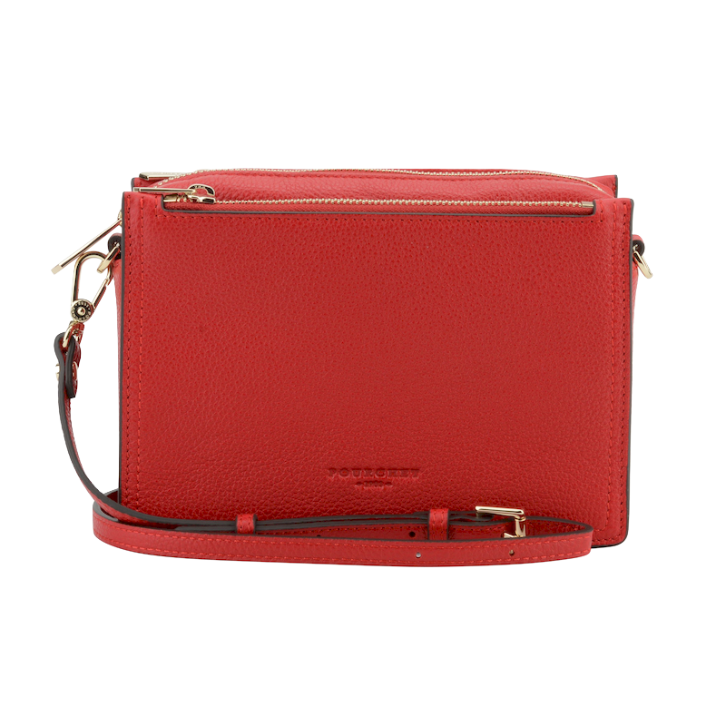 Large leather crossbody bag Red