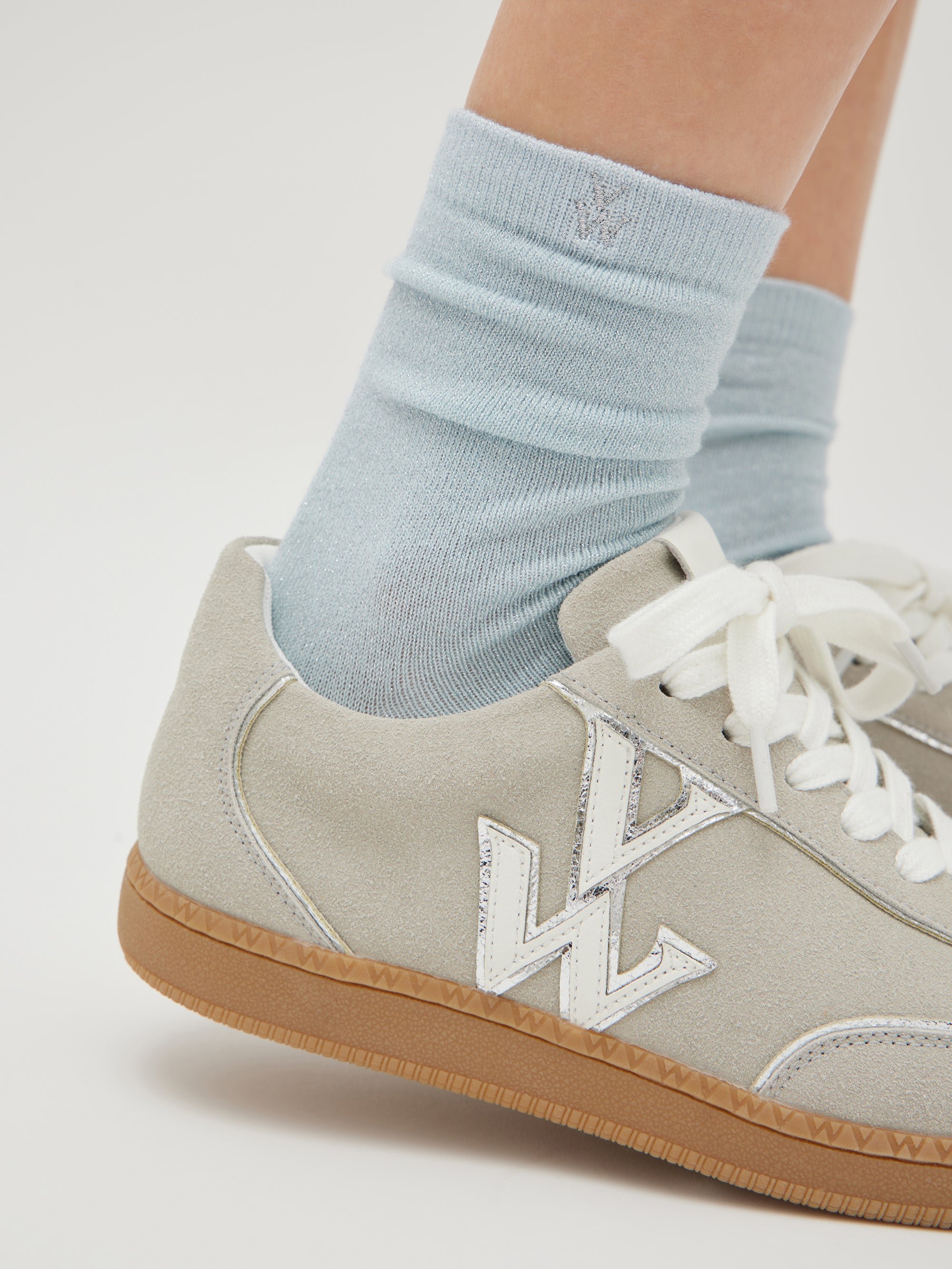 Sequined high socks in a cotton blend Blue