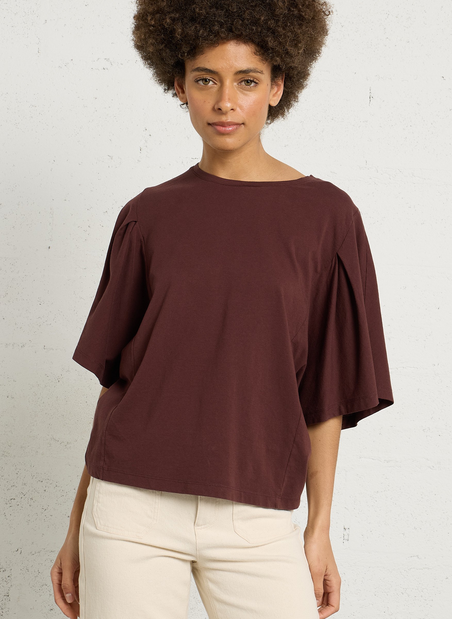 Tee-shirt oversize col rond en coton MAISON 123 Rouge