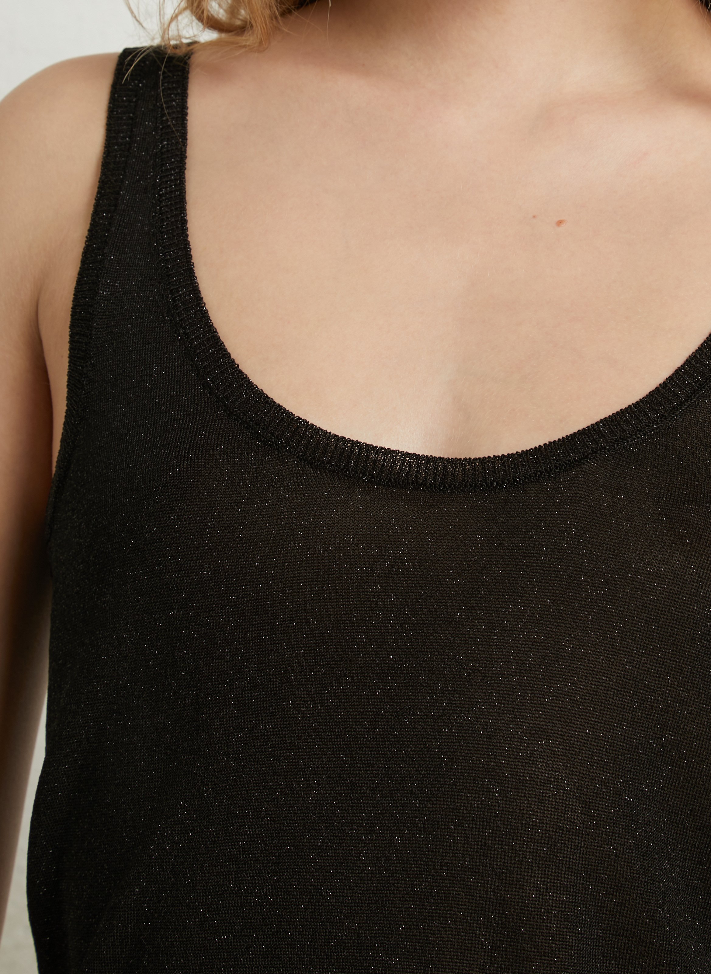 Débardeur droit brillant MAJESTIC FILATURES Noir