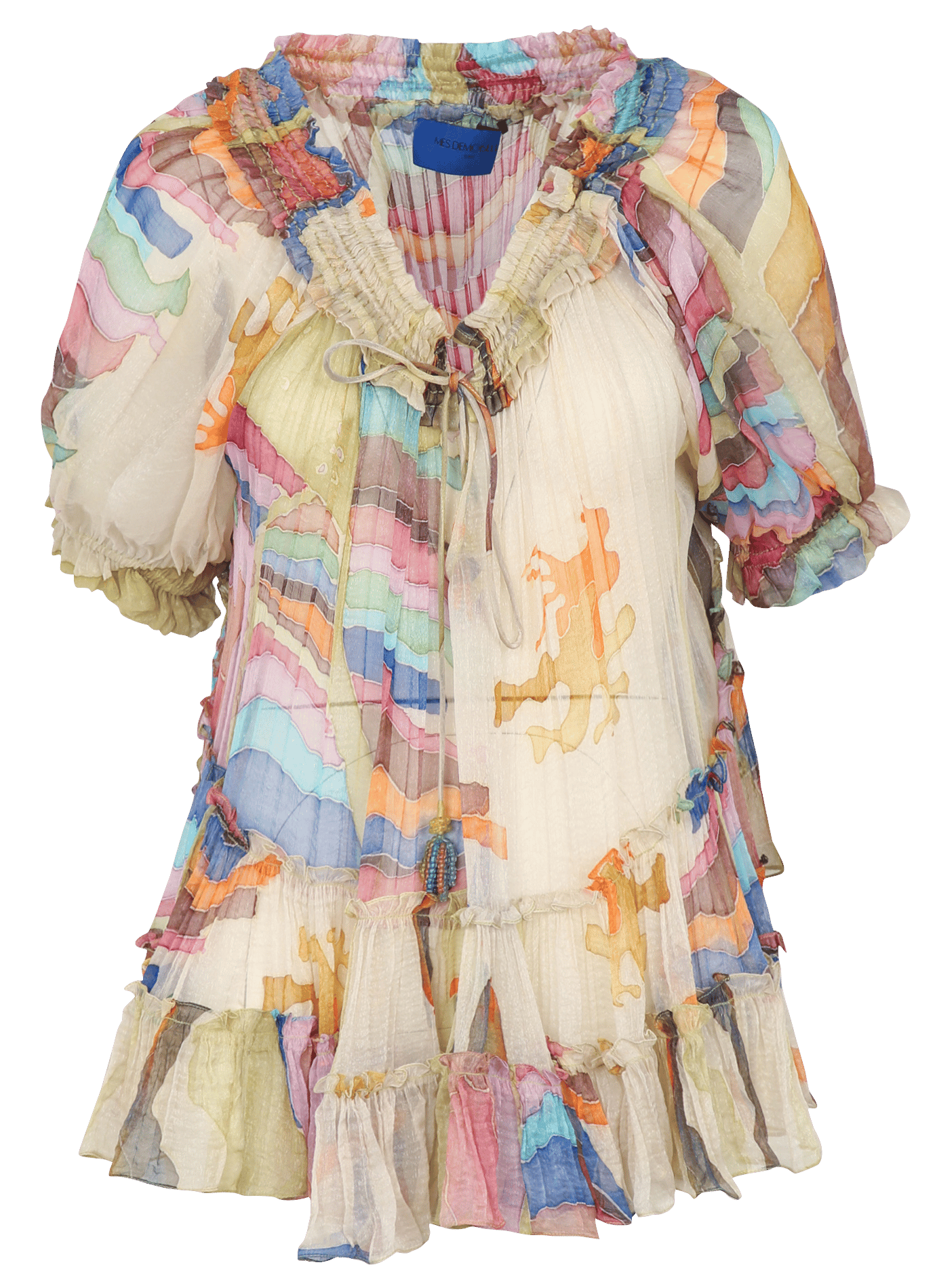 Blusa cuello barco fruncido MES DEMOISELLES Multicolor