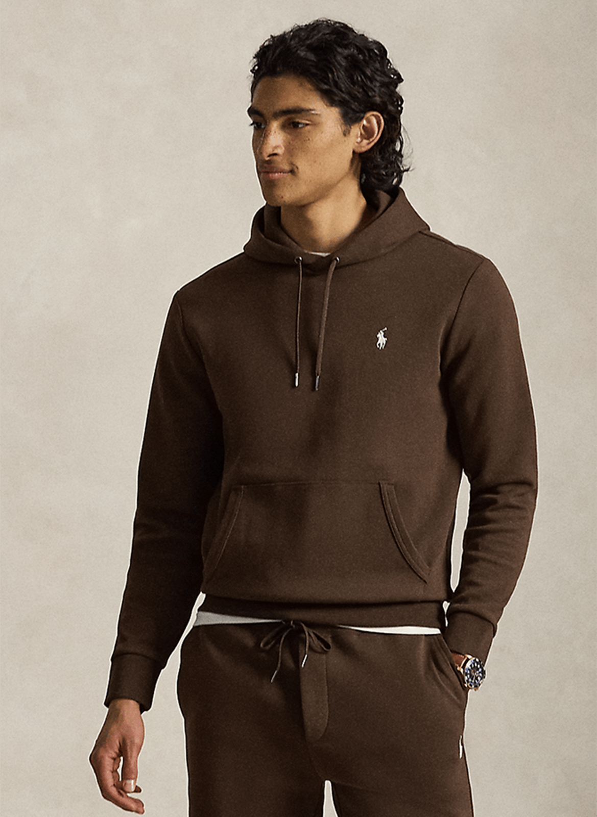 Straight cotton-blend hoodie POLO RALPH LAUREN Brown