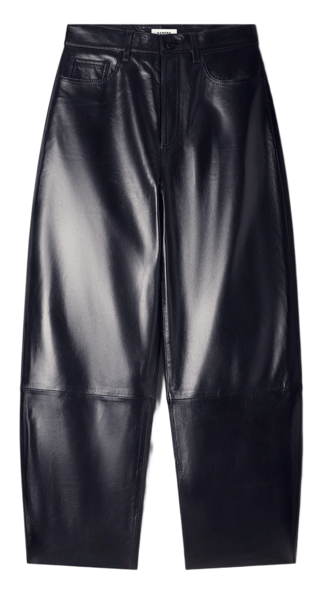 Broek van leer met wijde pijpen SANDRO Zwart