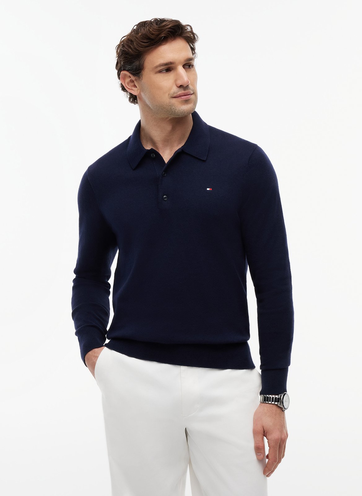 Polo droit en coton bio mélangé TOMMY HILFIGER