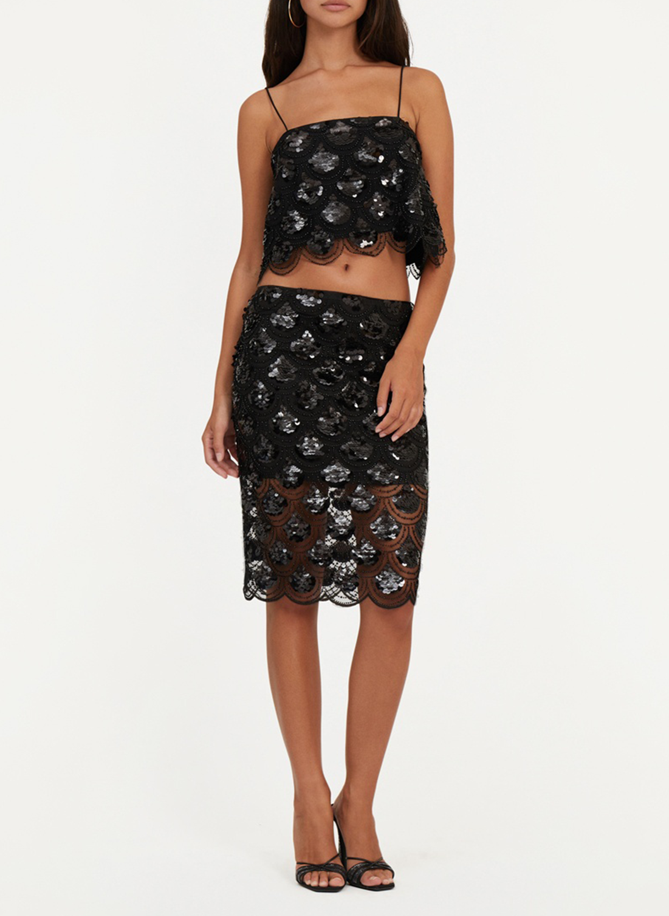 Crop top à sequins brodés ROTATE Noir