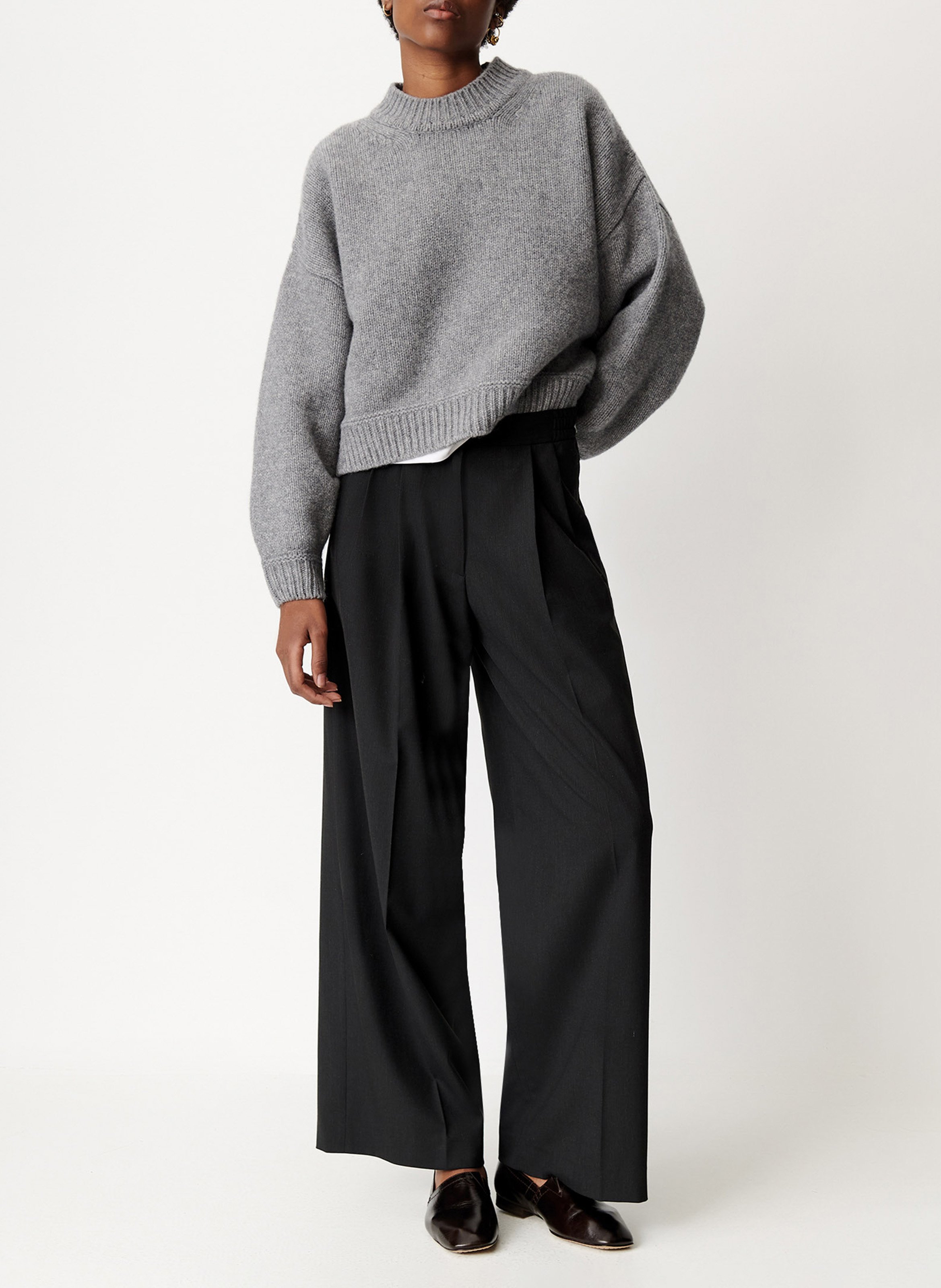 Pantalon large à taille haute SESSUN Gris