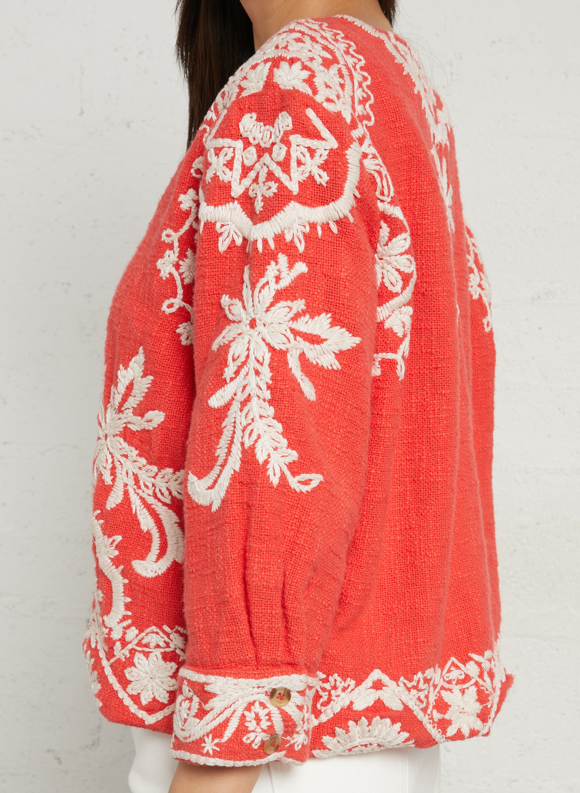 Veste col rond en coton MAISON 123 Rouge