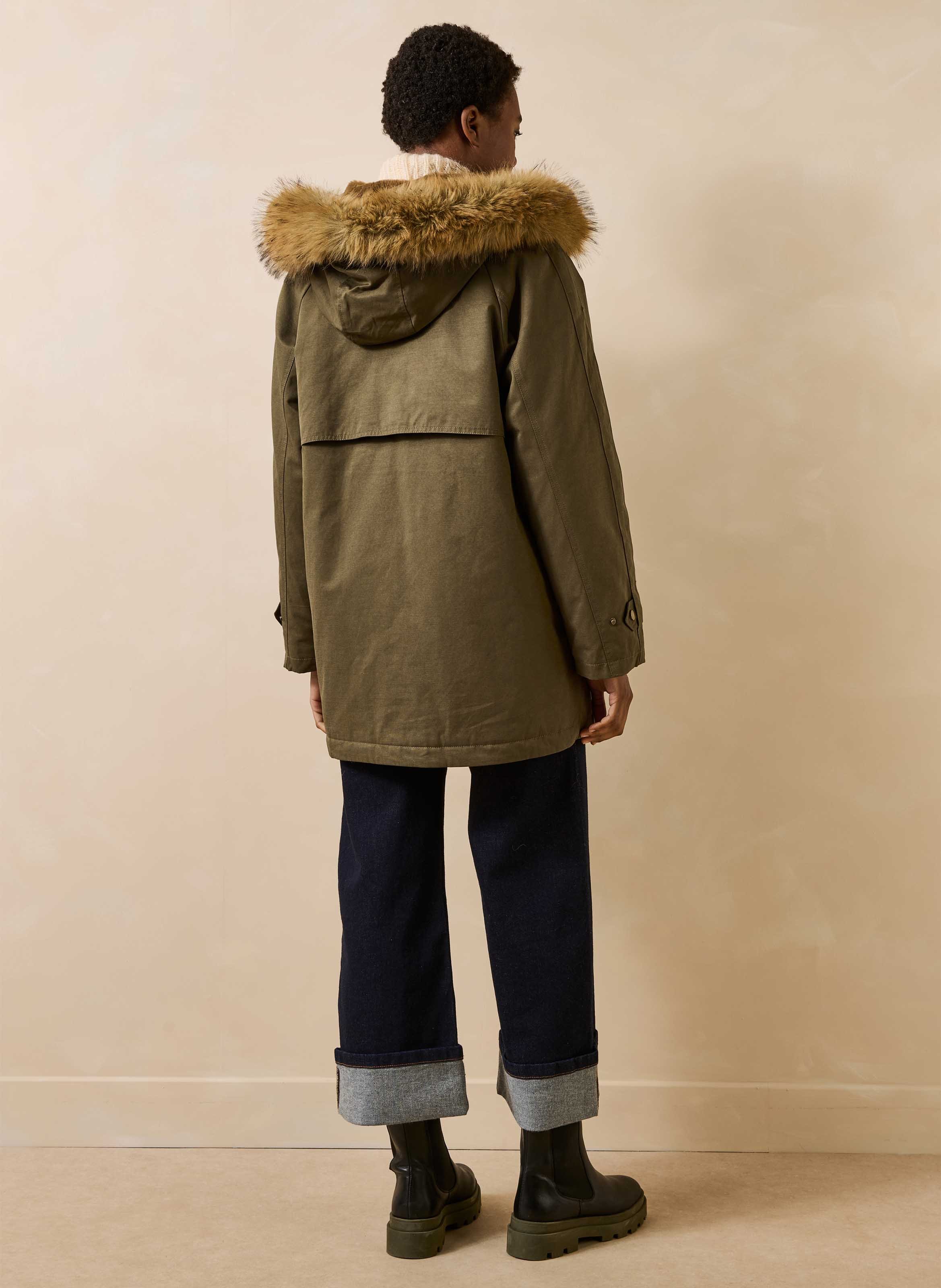 Oversized mantel van gemengd katoen LA FEE MARABOUTEE Kaki