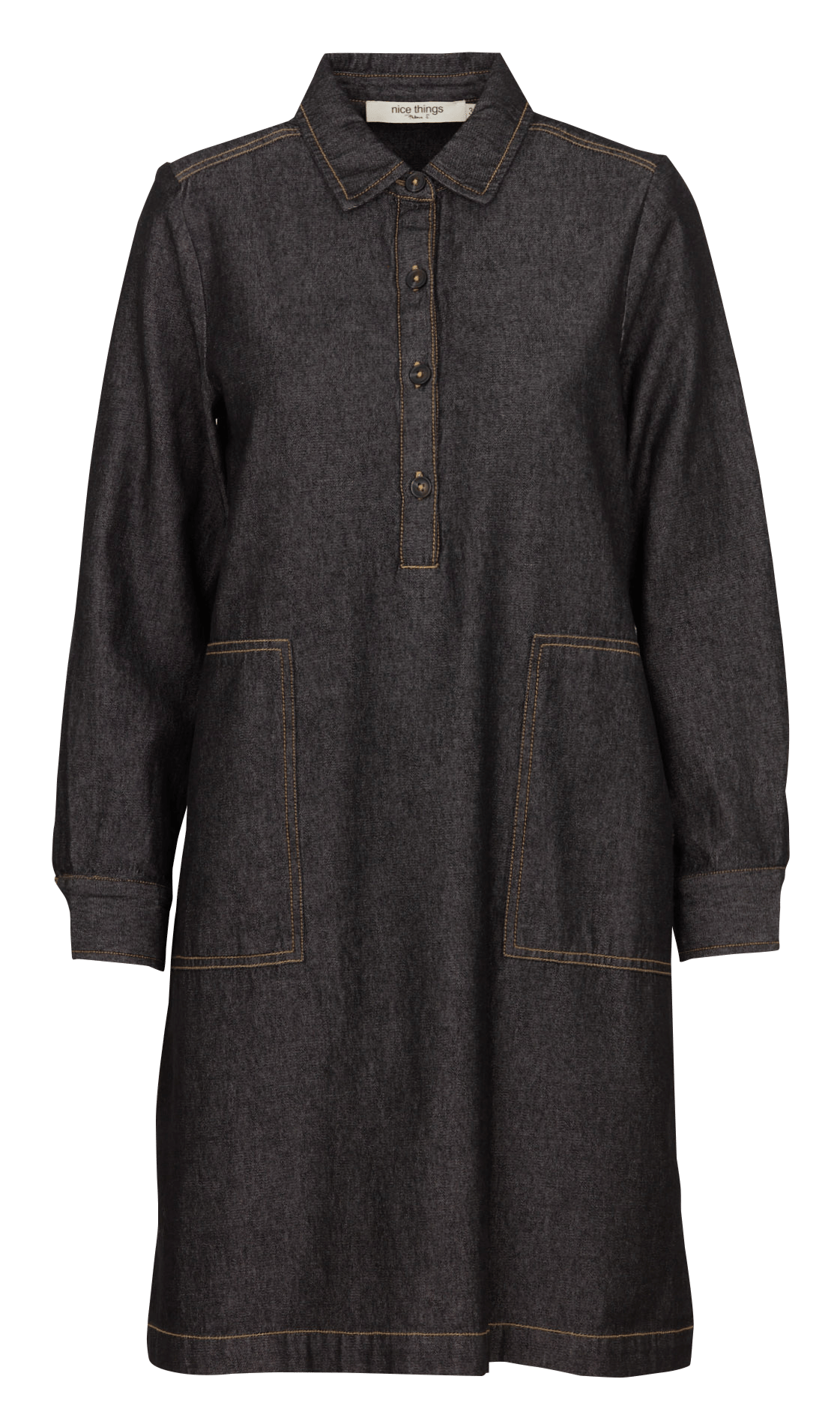 Short cotton dress with polo collar NICE THINGS Grey