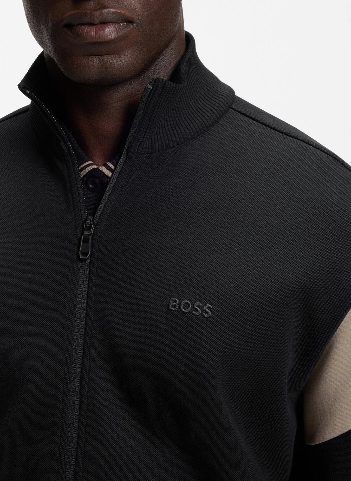 Sweat col montant en coton mélangé BOSS Noir