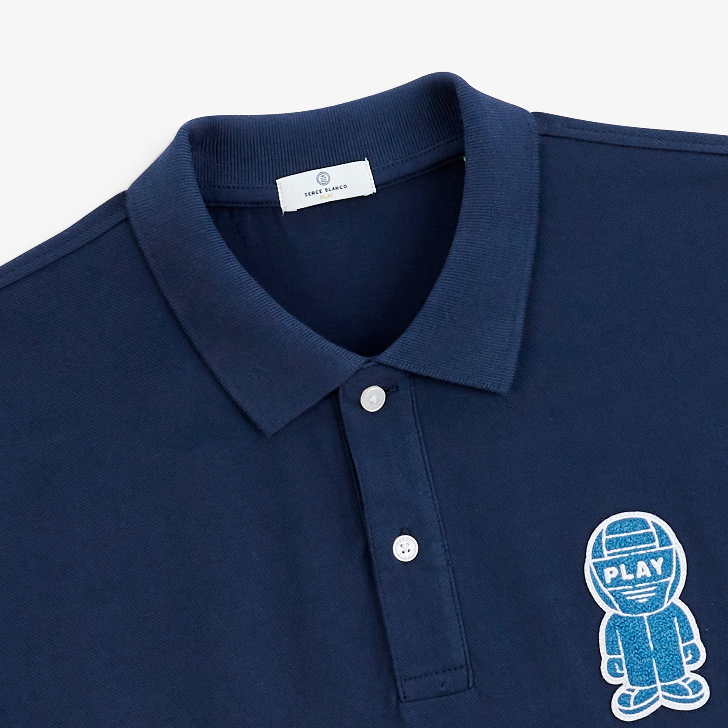 Short-sleeved piqué polo with loop badge navy blue sbplay SERGE BLANCO Blue