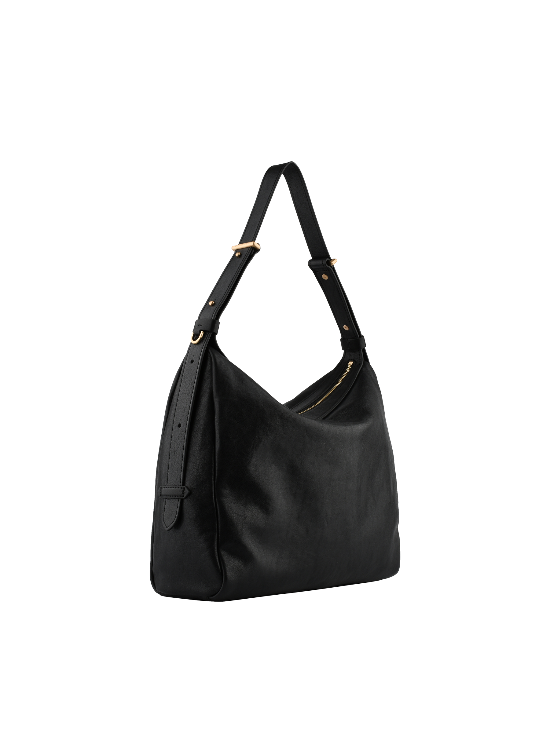 Sac porté épaule en cuir de vachette façon cuir vieilli POURCHET Noir