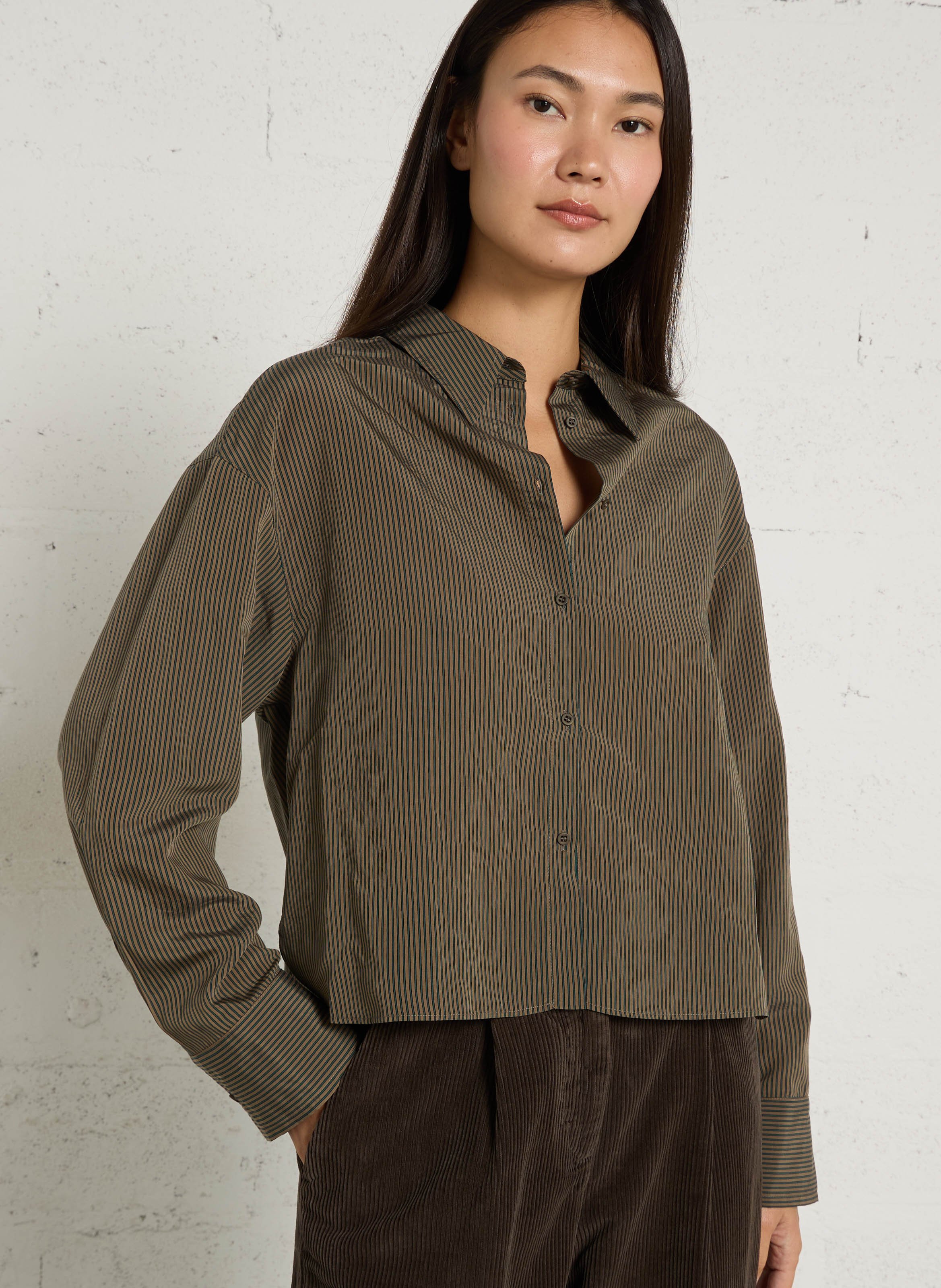 Gerade geschnittenes, gestreiftes Hemd BELLEPIECE Beige
