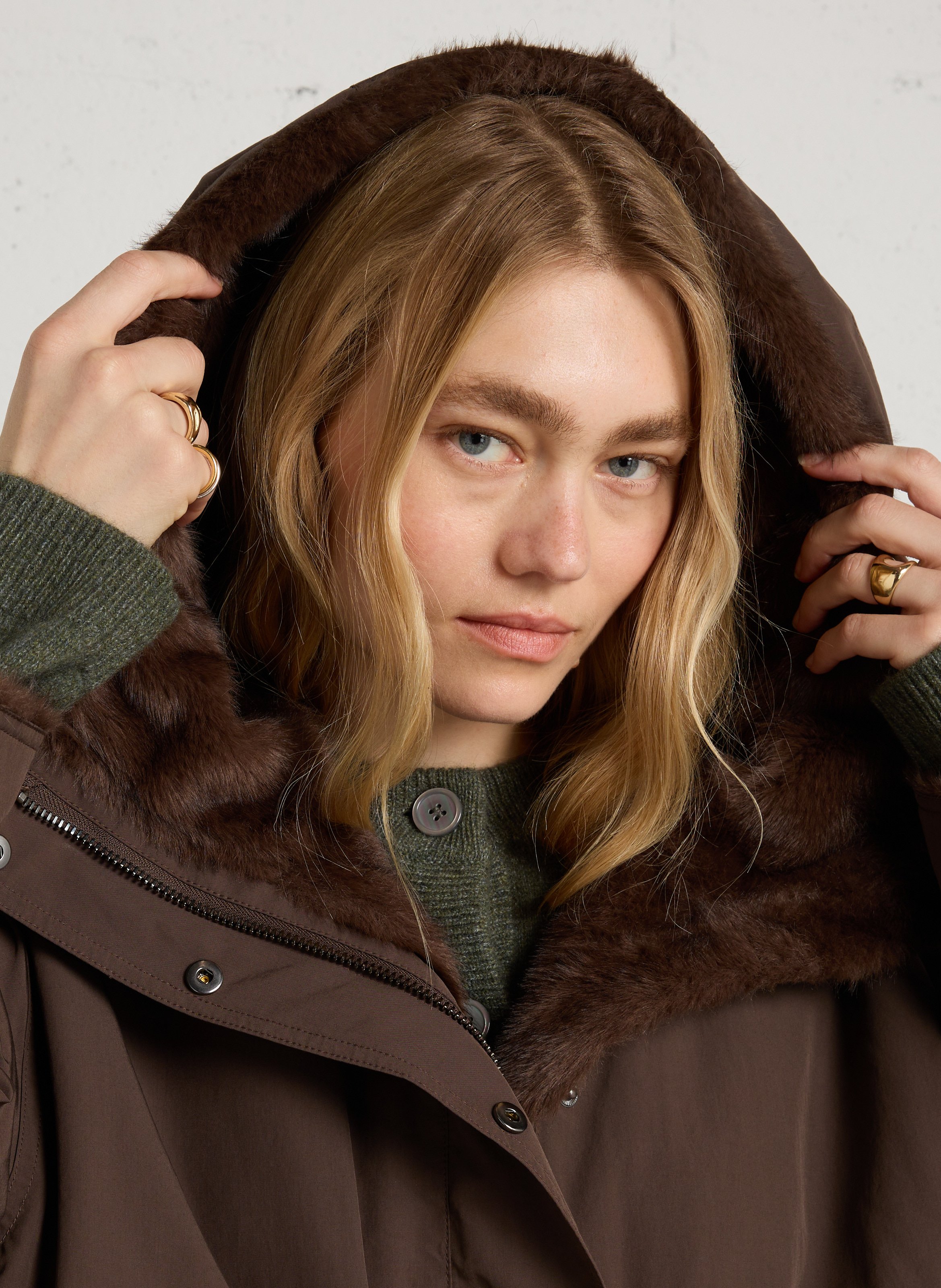 Gerader Wendelmantel mit Kapuze MAX MARA WEEK END Braun