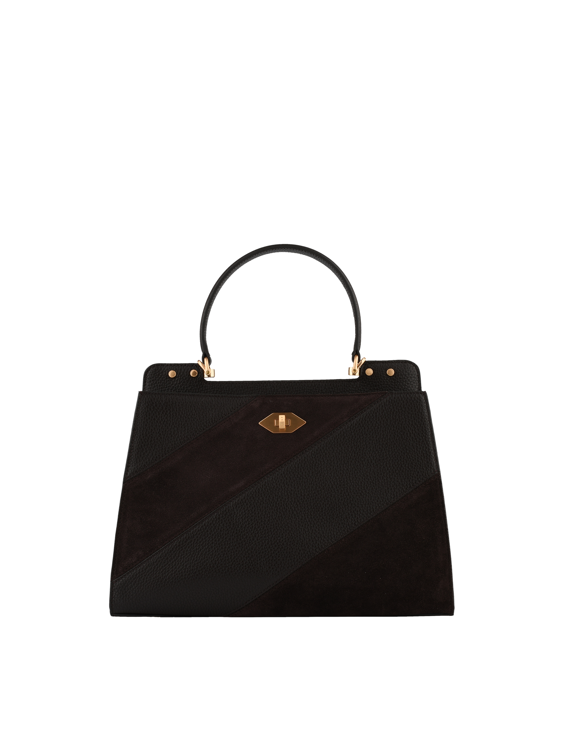 Cowhide leather handbag with a suede-effect finish POURCHET