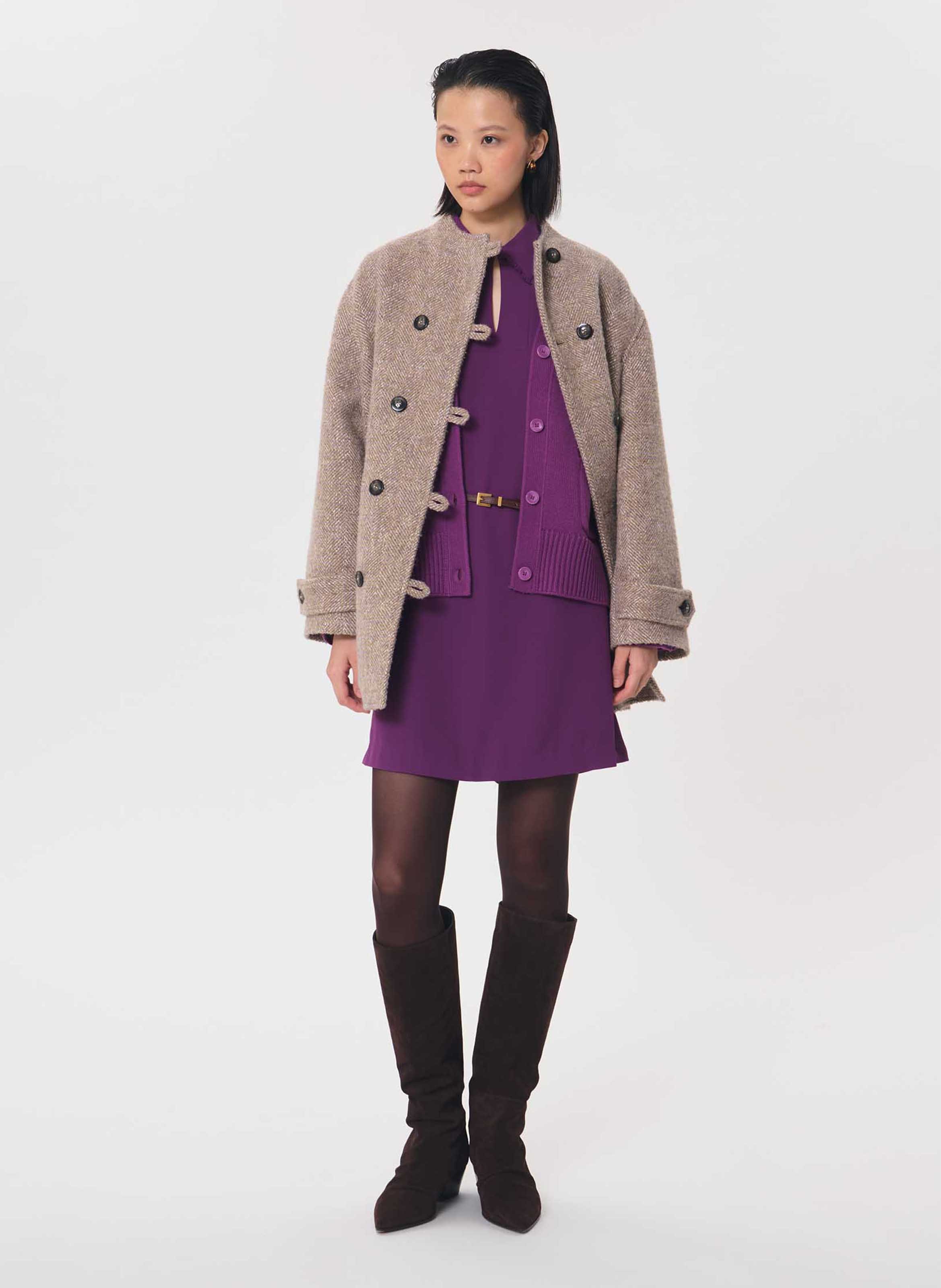 Manteau ample boutonné uni TARA JARMON Violet