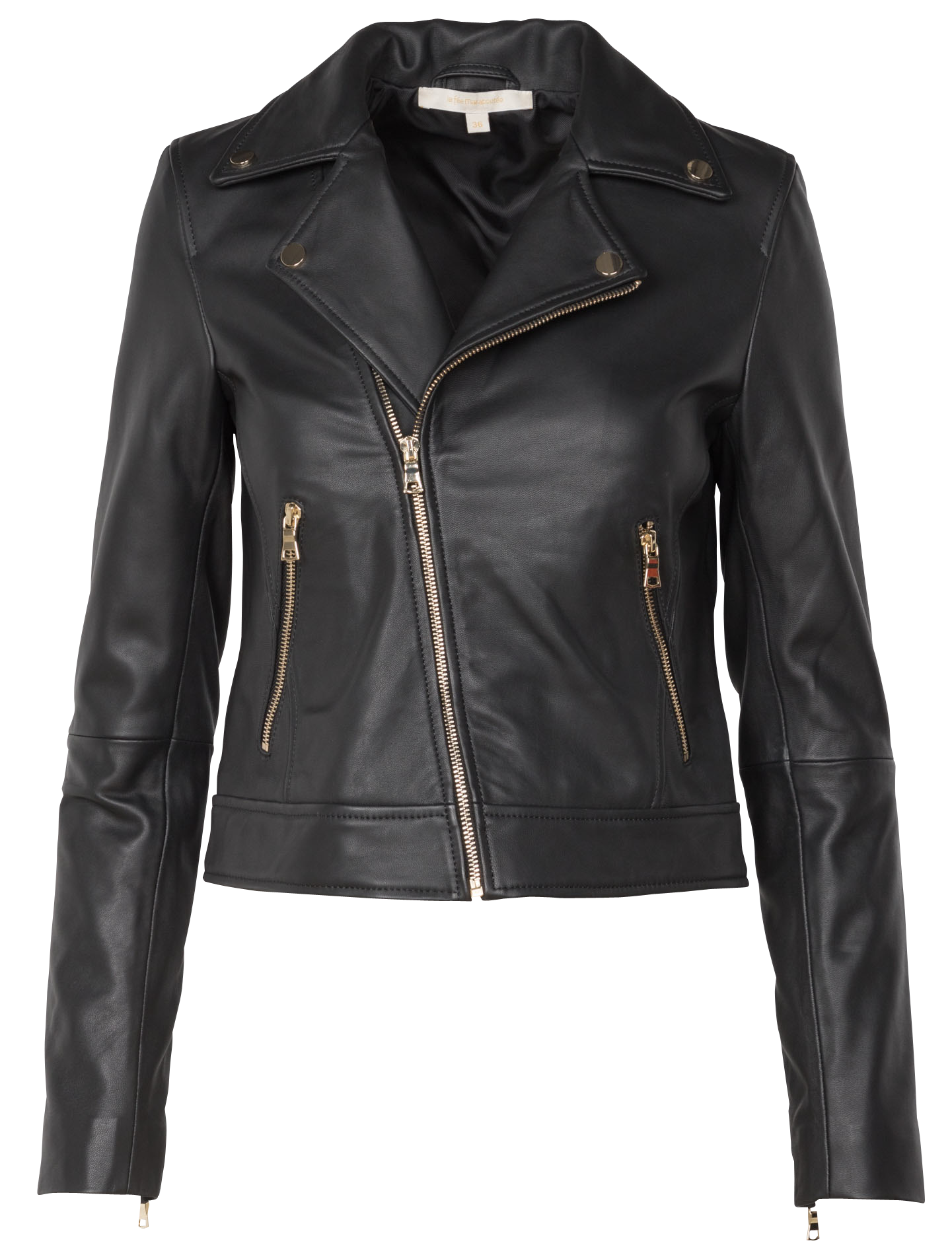 Leather jacket with tailored collar Black