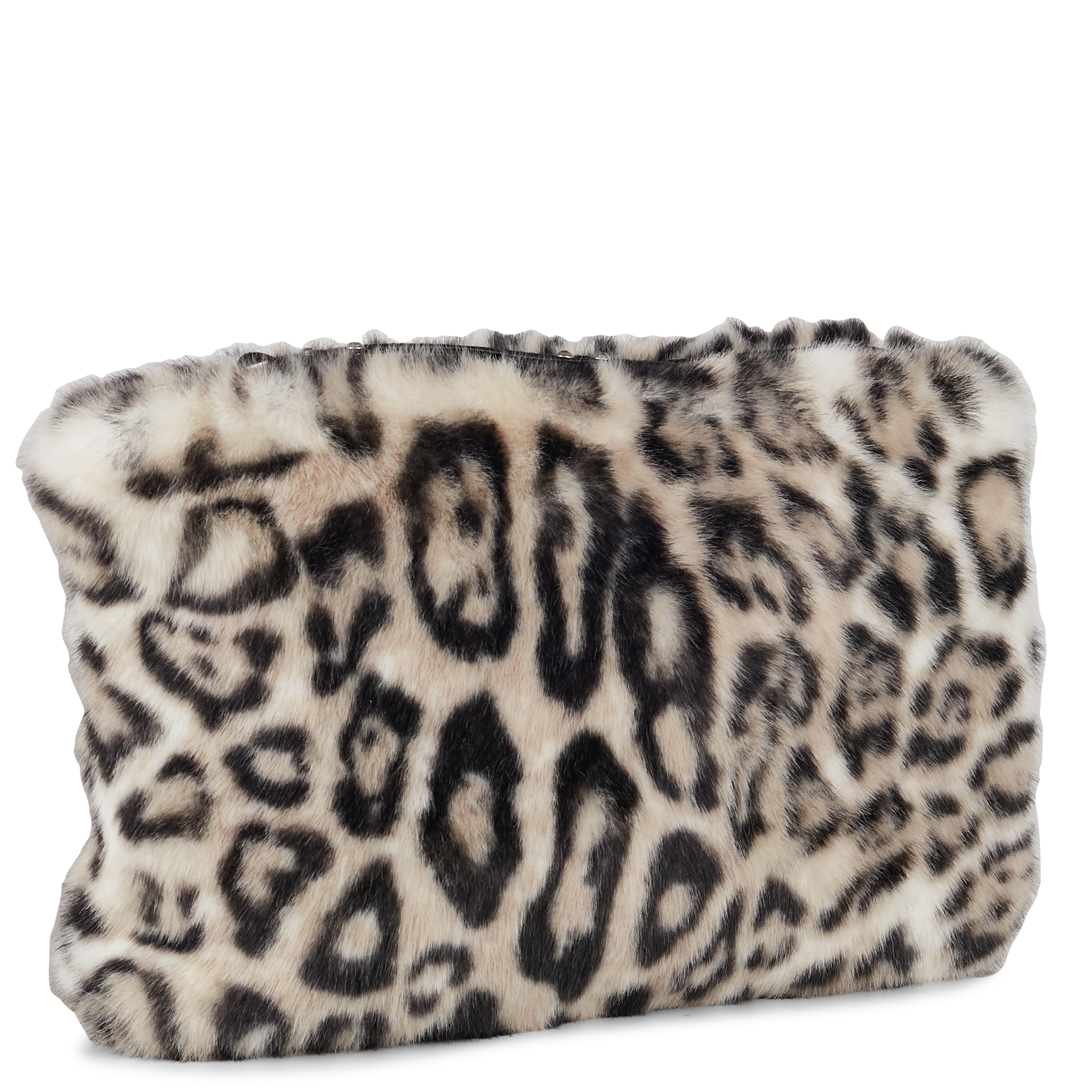 grey fur clutch bag