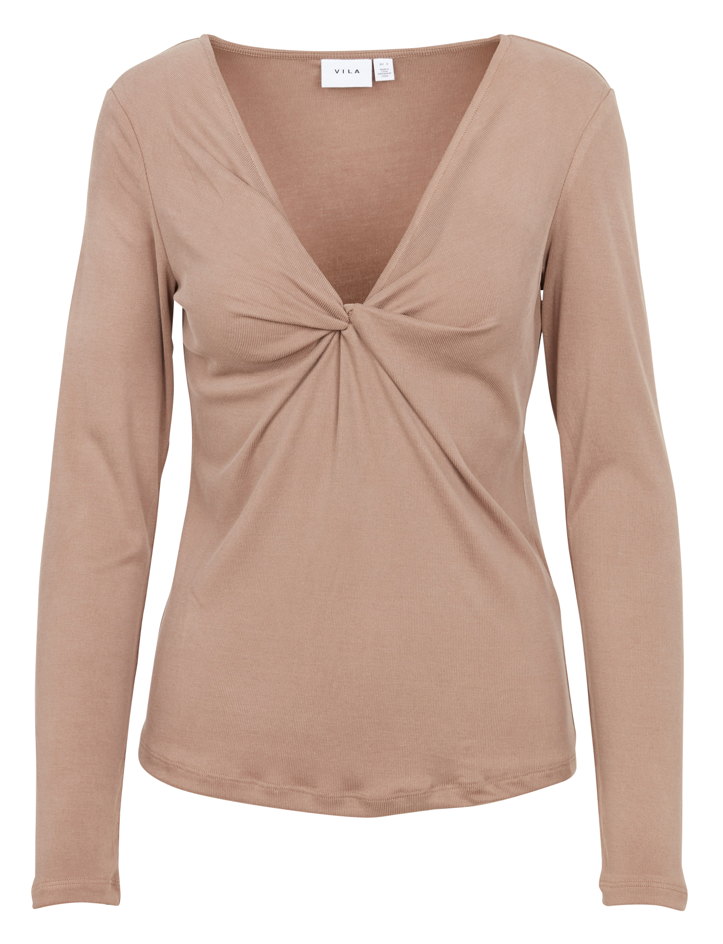 Tee-shirt manches longues à col noué VILA Marron