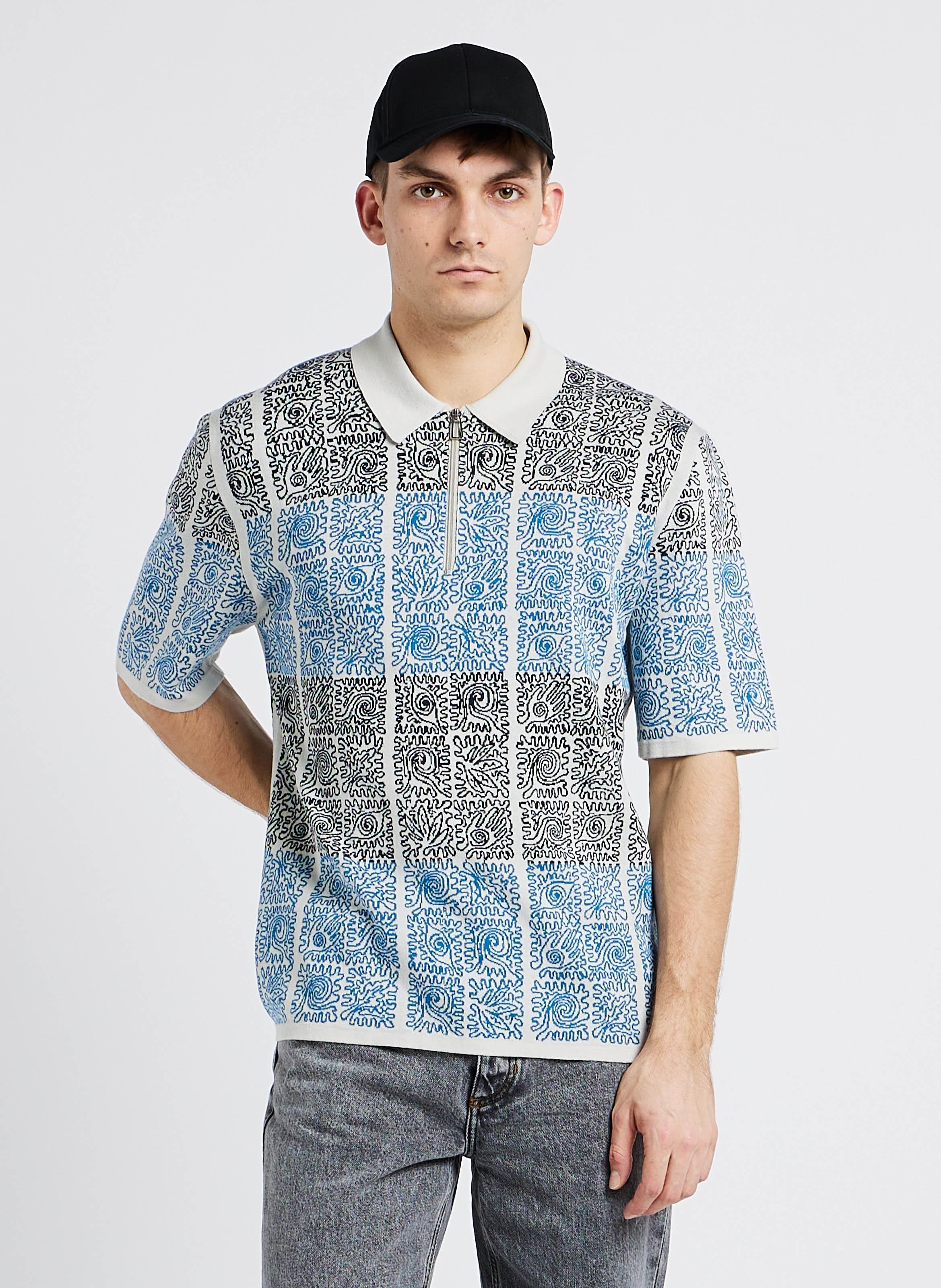 Organic cotton zip-up polo shirt PAUL SMITH Grey