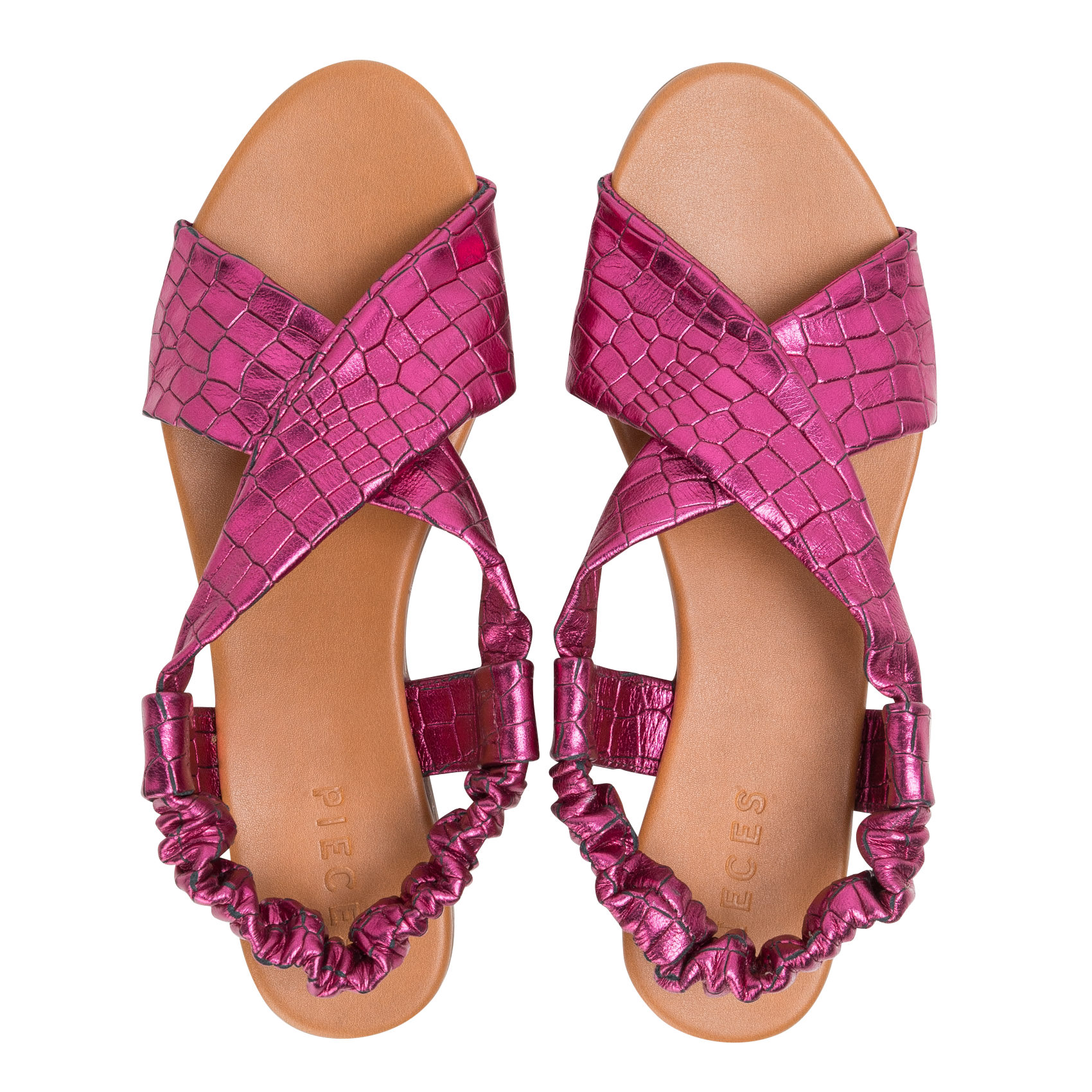 Sandales plates en cuir PIECES Violet