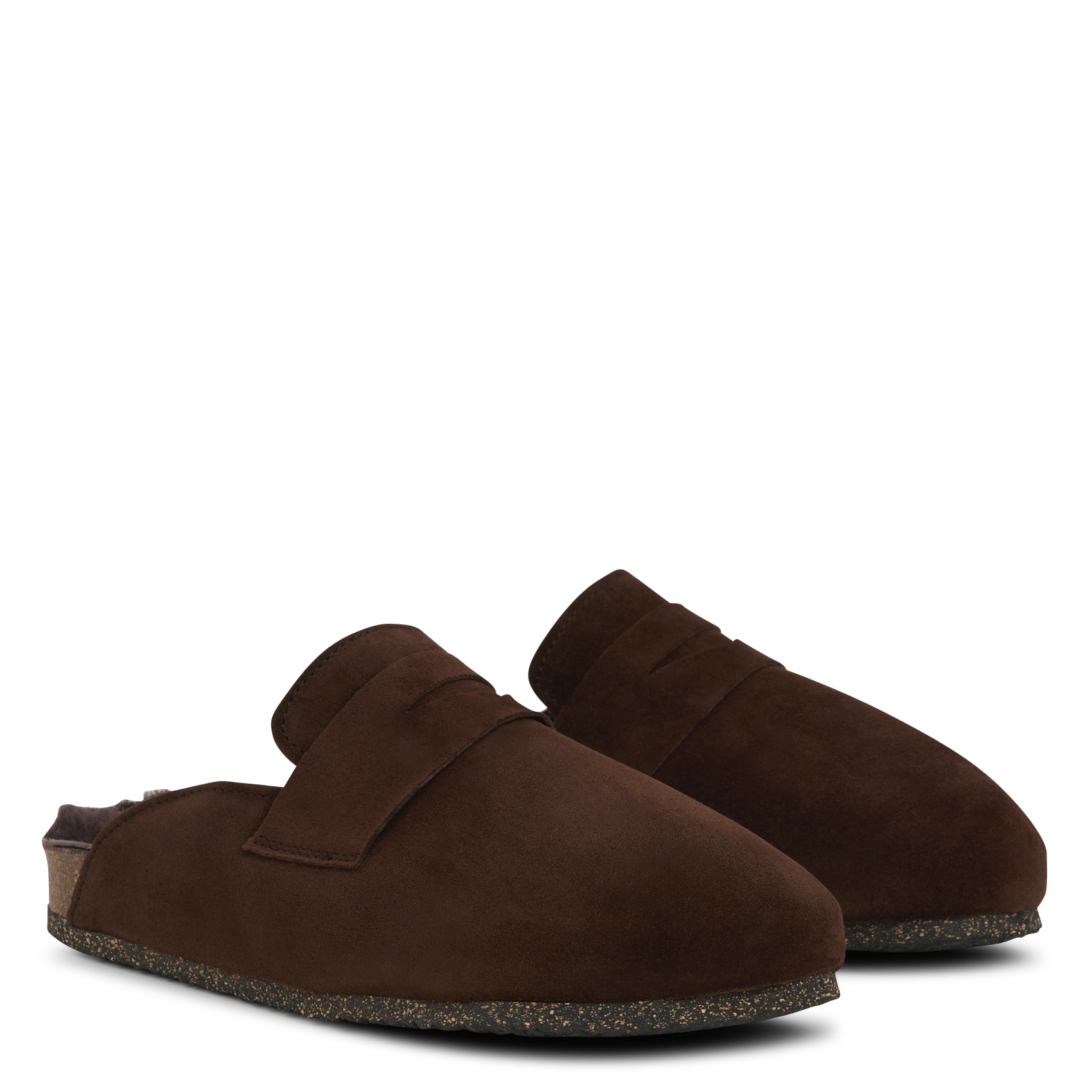 Gevoerde klompen van veloursleer BOSABO Bruin