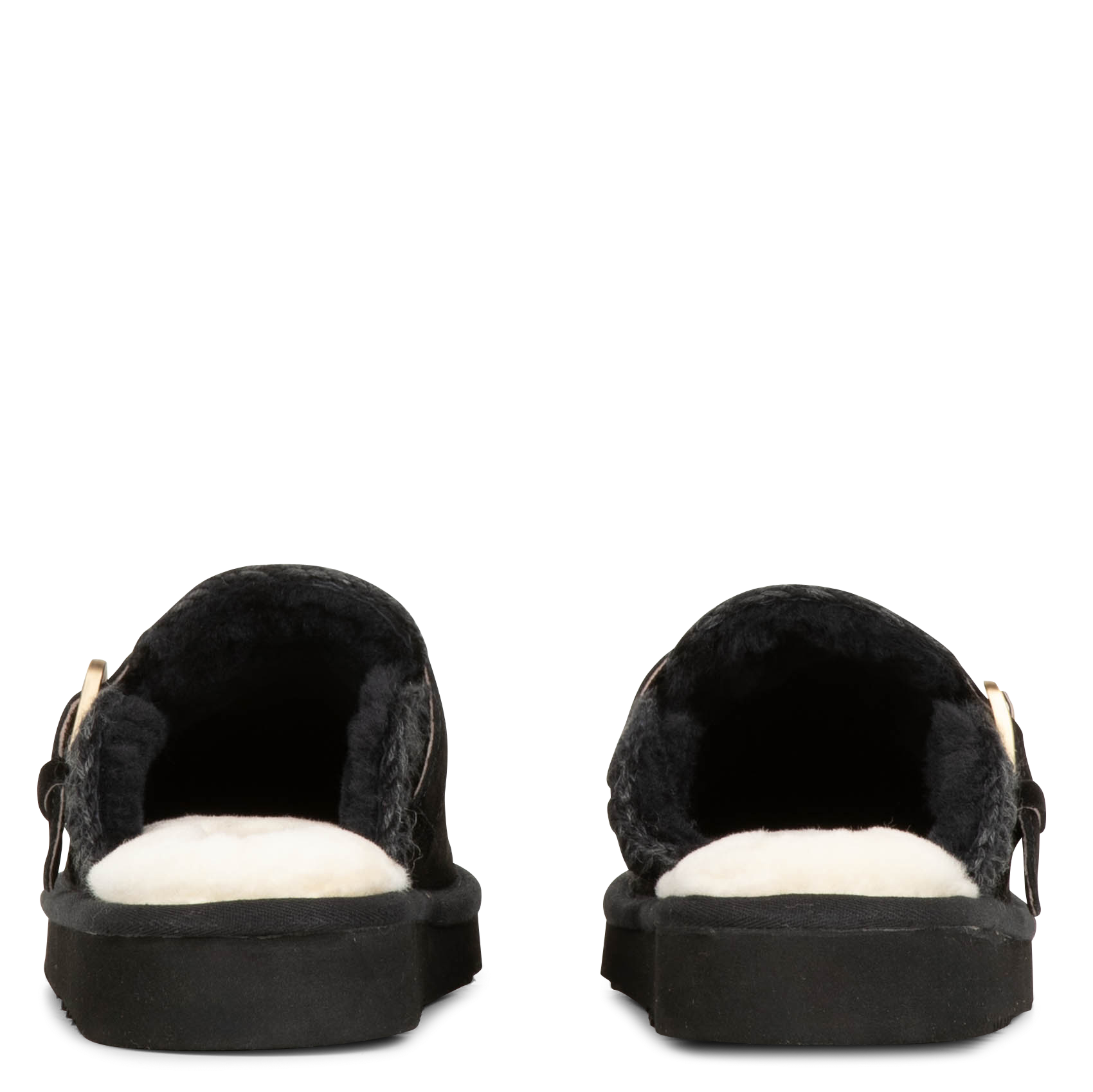 Chaussons avec boucle en métal en cuir  MOU Noir