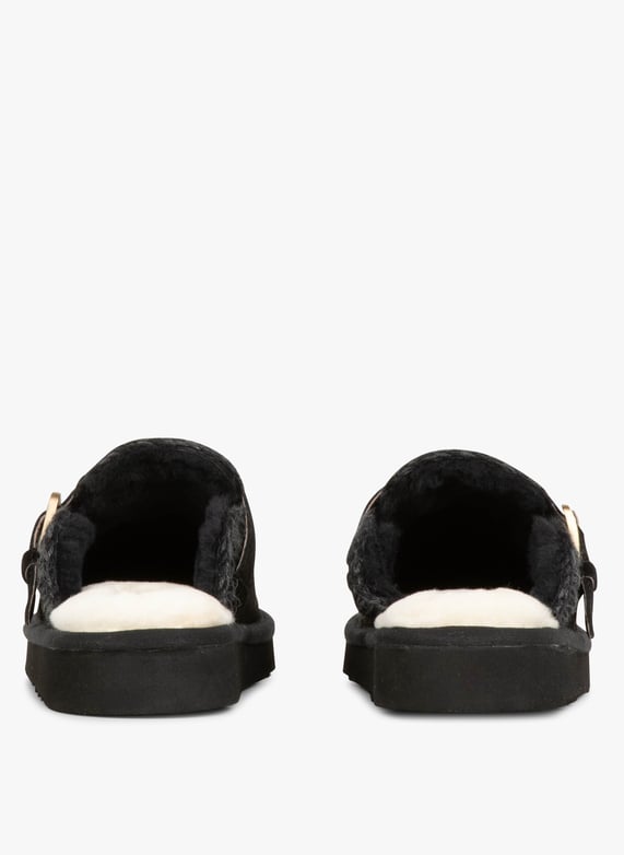 Pantofole Ciabatte Cuoio Donna Platform Zeppa Nera Con Fascia E Fibbia Strappo Regolabile Su Dorso Comodo Pantofole Ciabatte Cuoio Donna Platform Zeppa Nera Con Fascia E Fibbia Strappo Regolabile Su Dorso Comodo