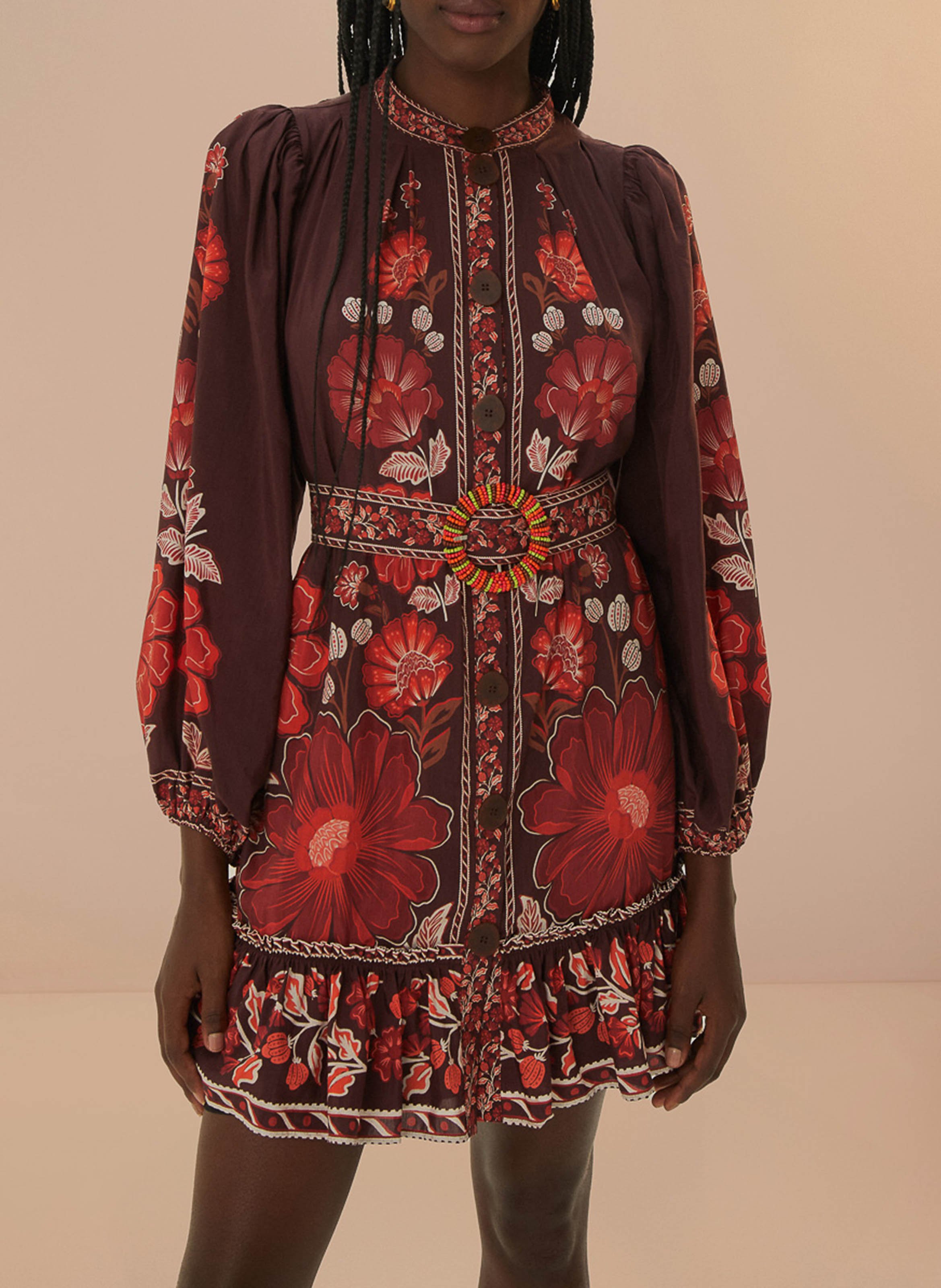 Robe courte en tapisserie FARM RIO Marron