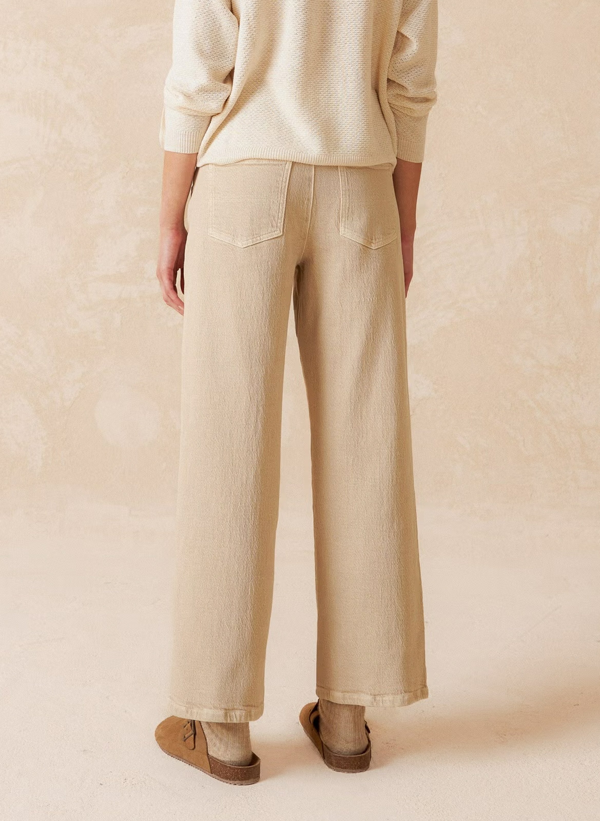 Jean large en coton mélangé INDI & COLD Beige