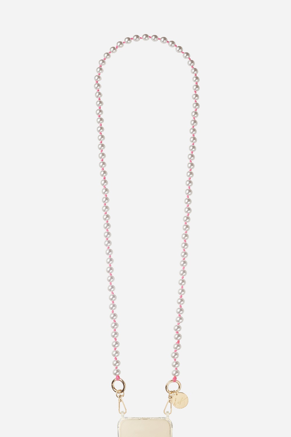 Beaded phone chain LA COQUE FRANCAISE White