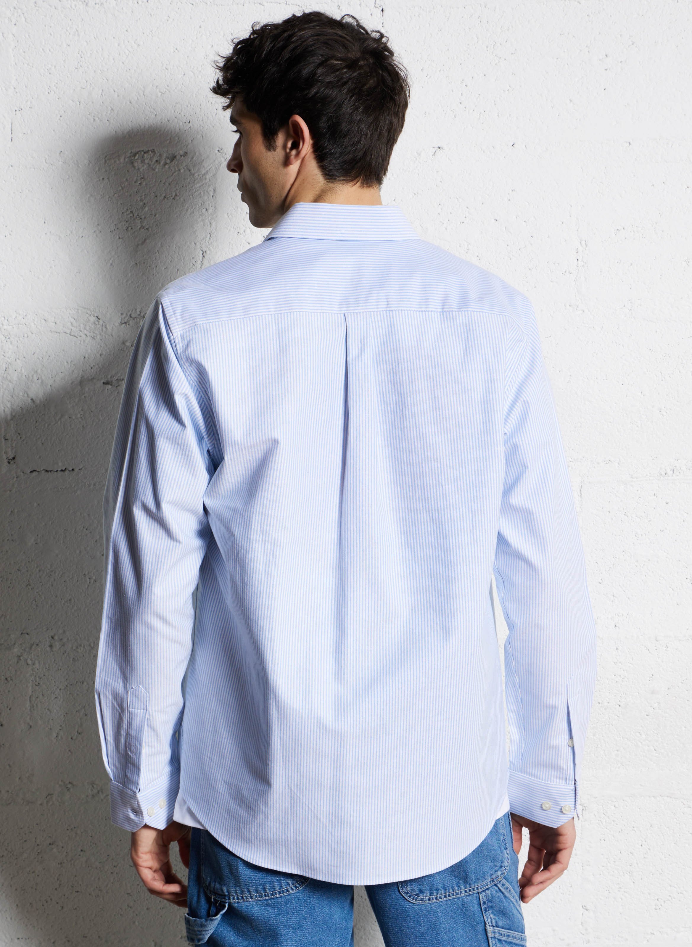 Cotton and linen shirt with classic collar LES DEUX Blue