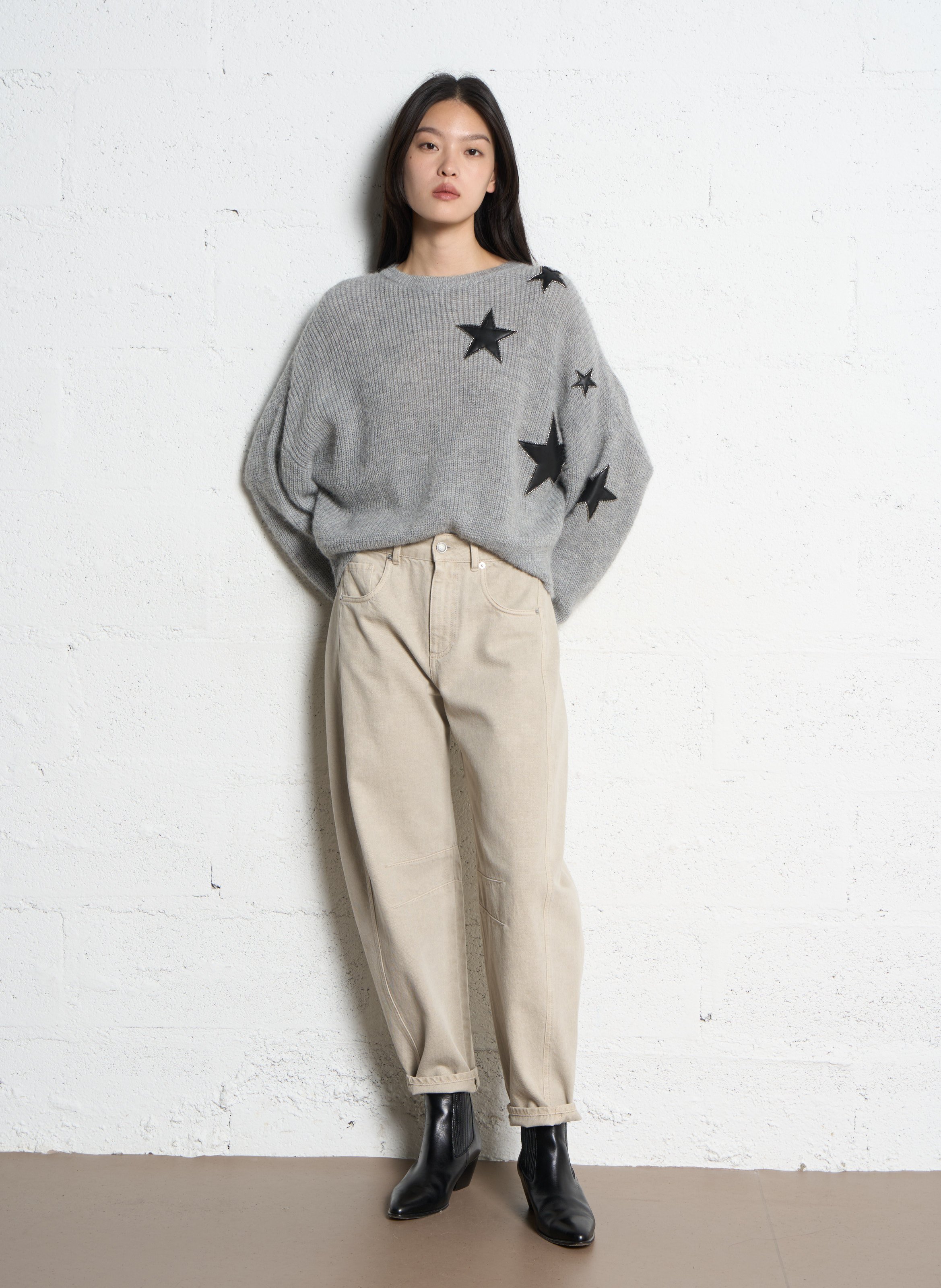 Gerader Pullover aus Alpakamischung IKKS Grau