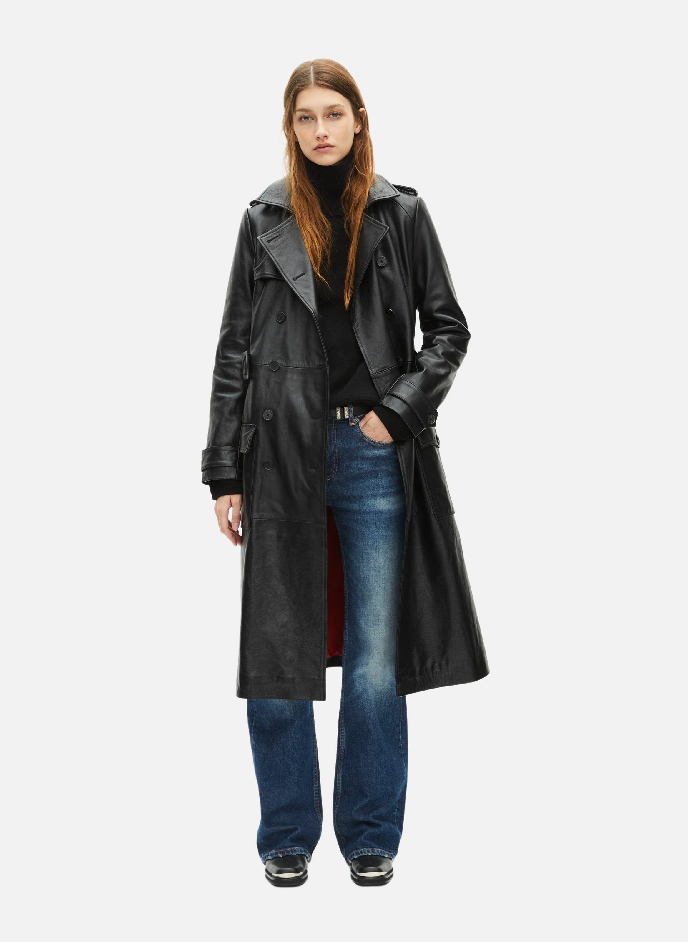 Long leather trench coat THE KOOPLES Black