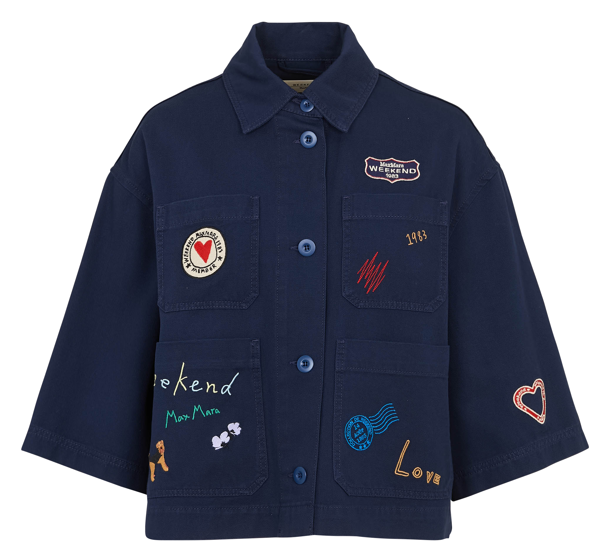 Oversized jacket with embroidered patterns in cotton MAX MARA WEEK END Blue