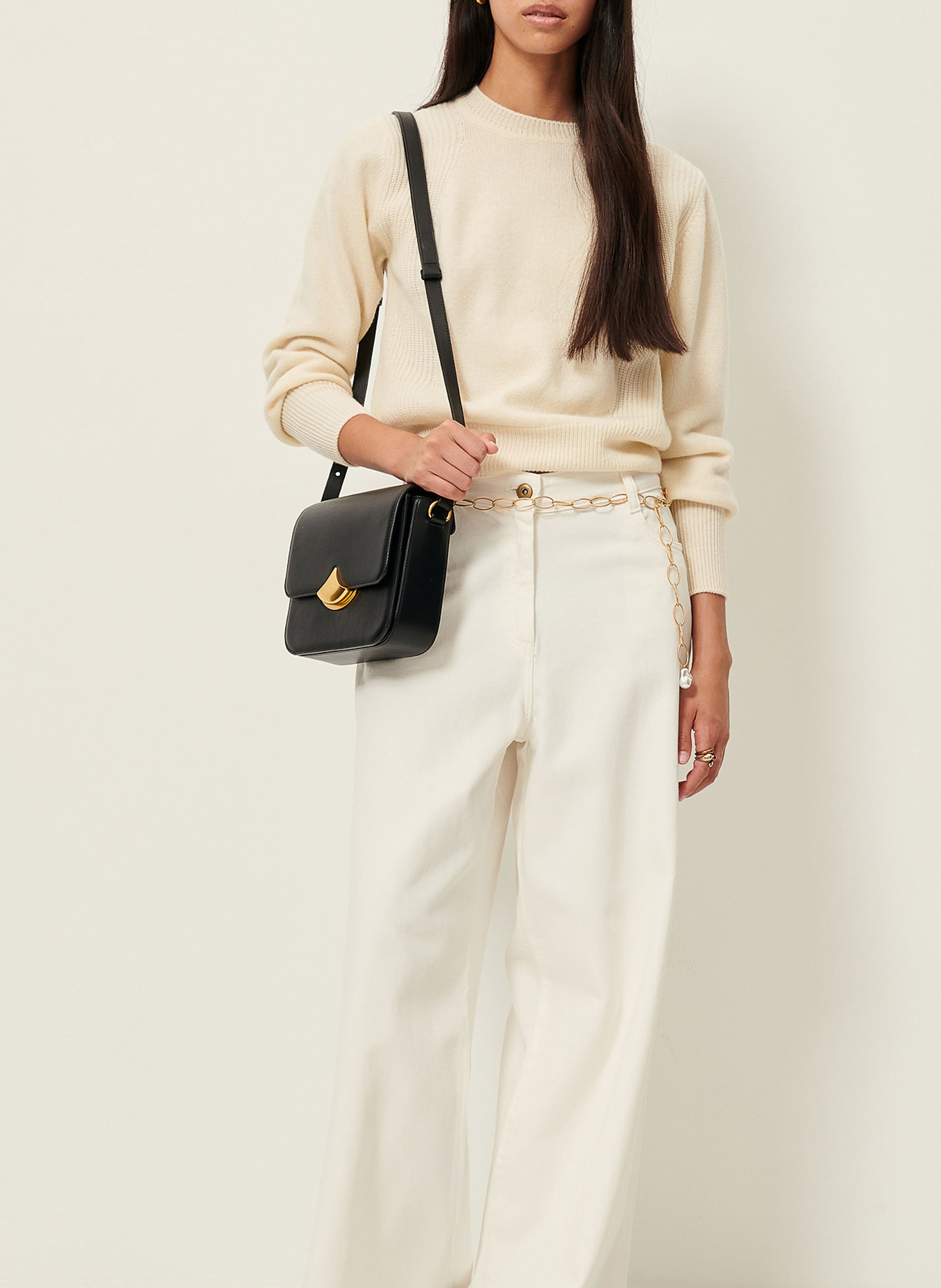 Pull col rond droit en laine SESSUN Beige