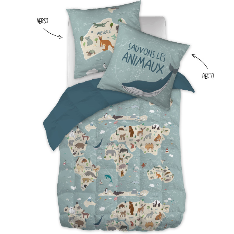 Printed 100% cotton duvet L'EFFET PAPILLON Multicolored