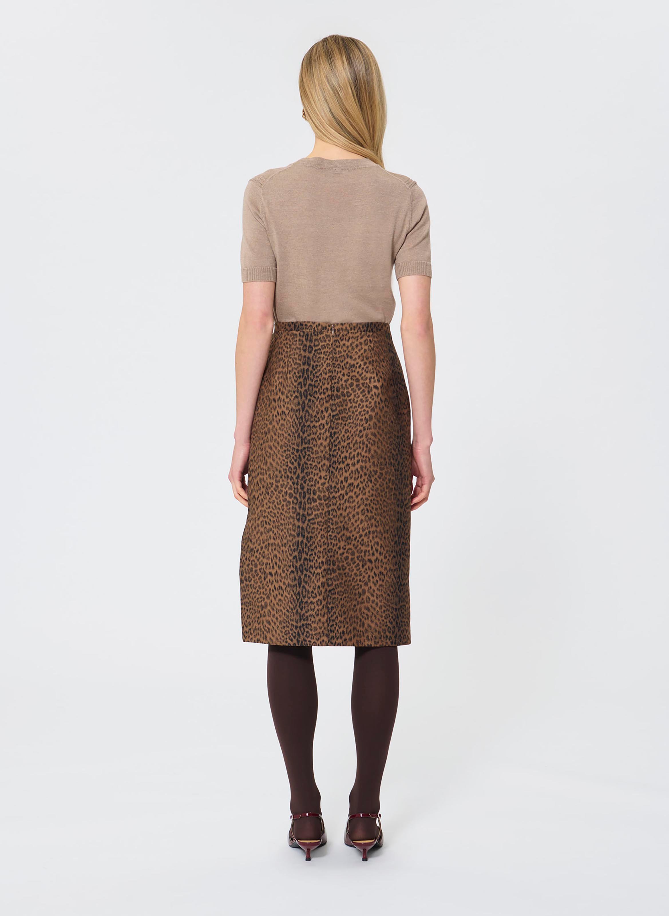 Straight skirt leopard print TARA JARMON Brown