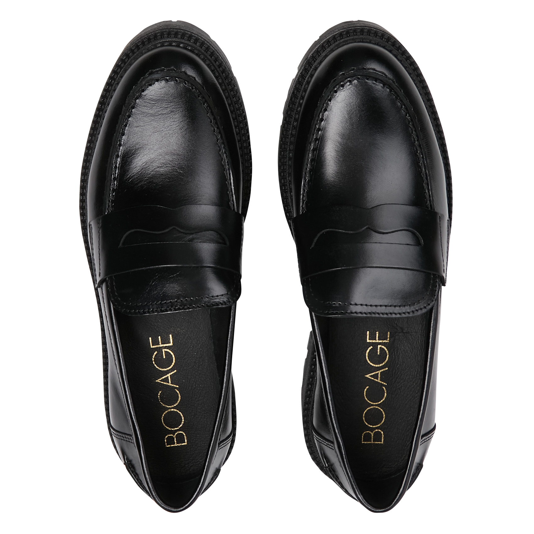 Leather flap shoulder bag BOCAGE Black