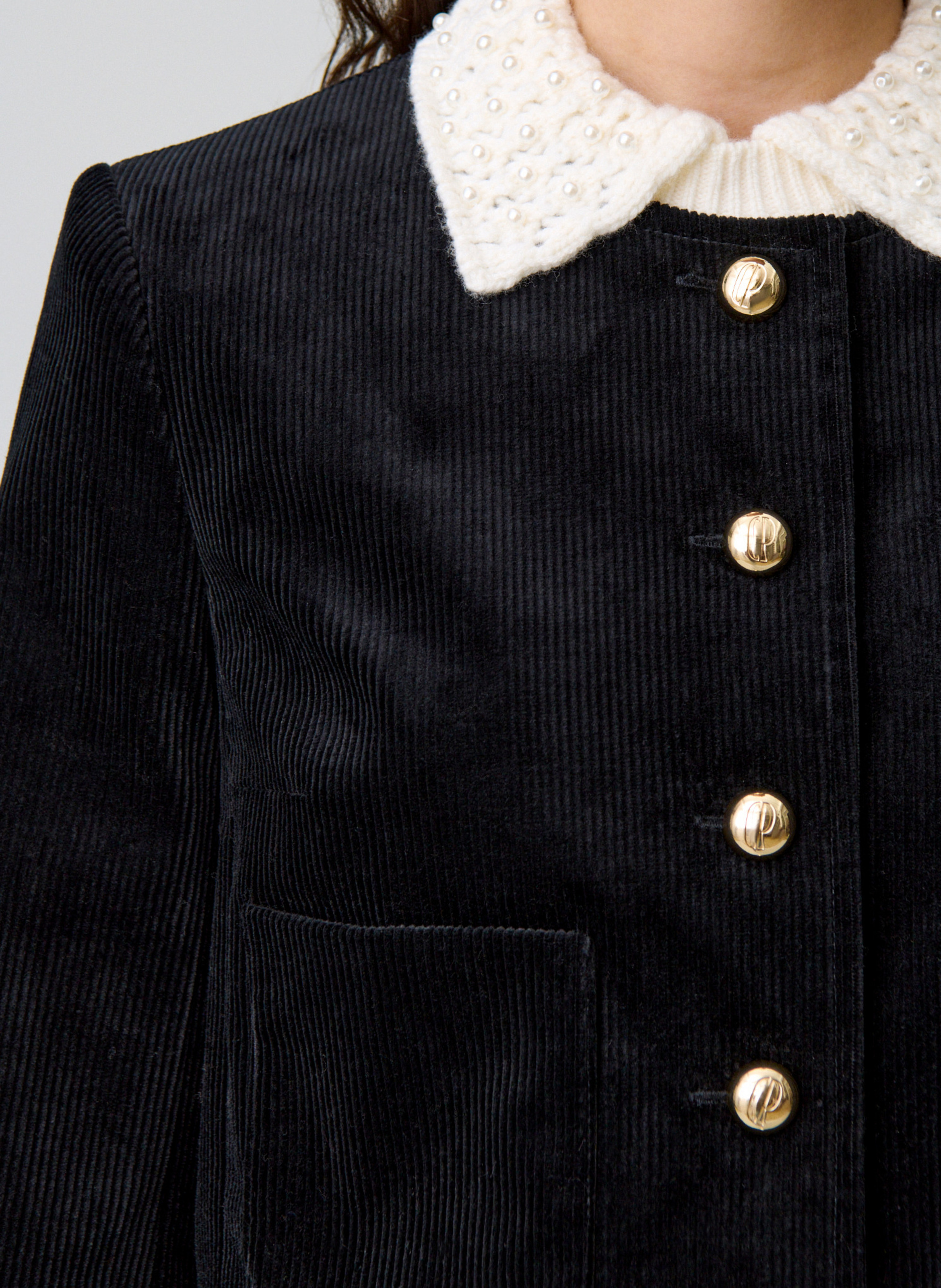 Veste courte en velours côtelé CLAUDIE PIERLOT Noir