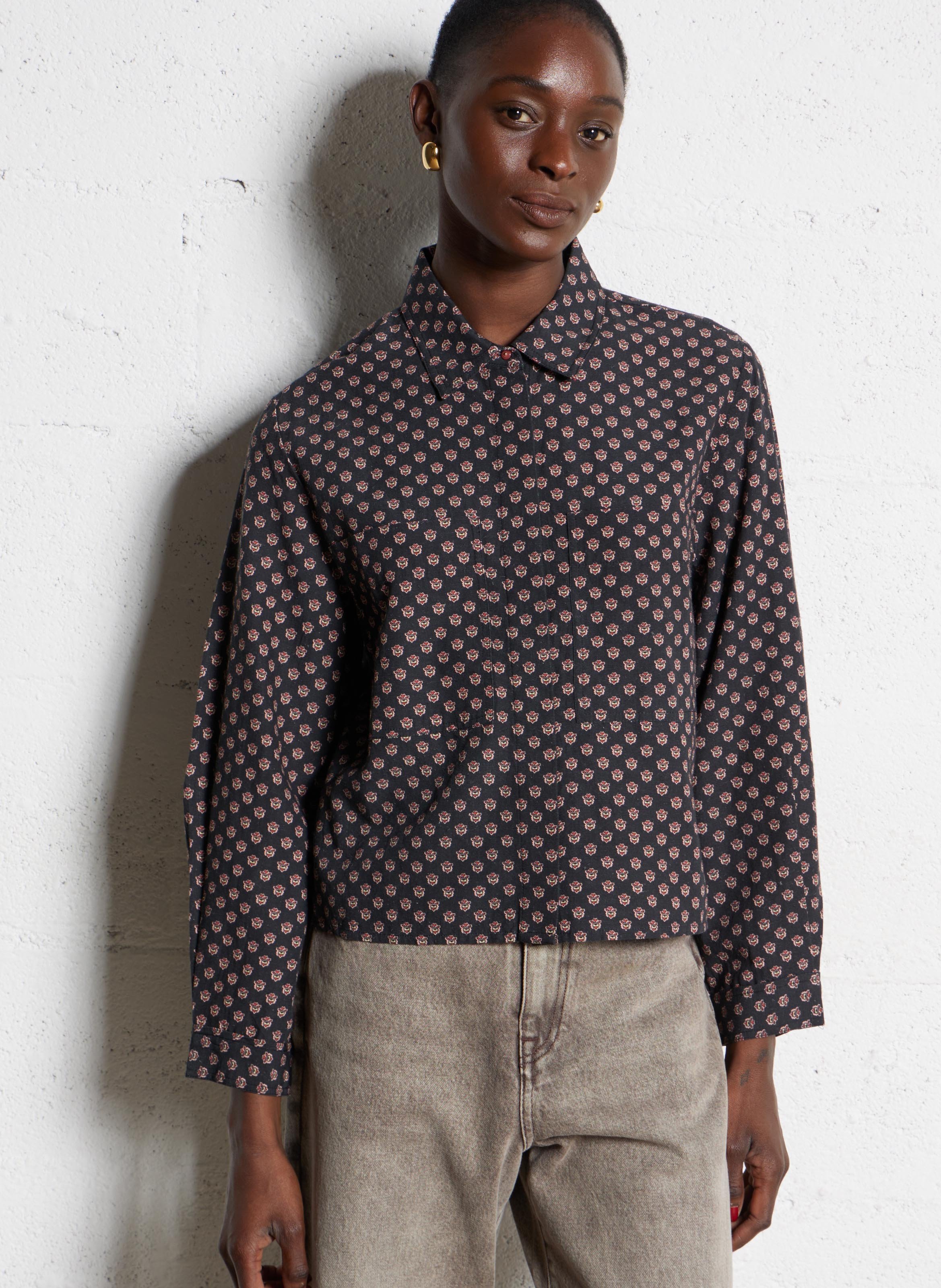 Chemise oversize courte DES PETITS HAUTS Noir