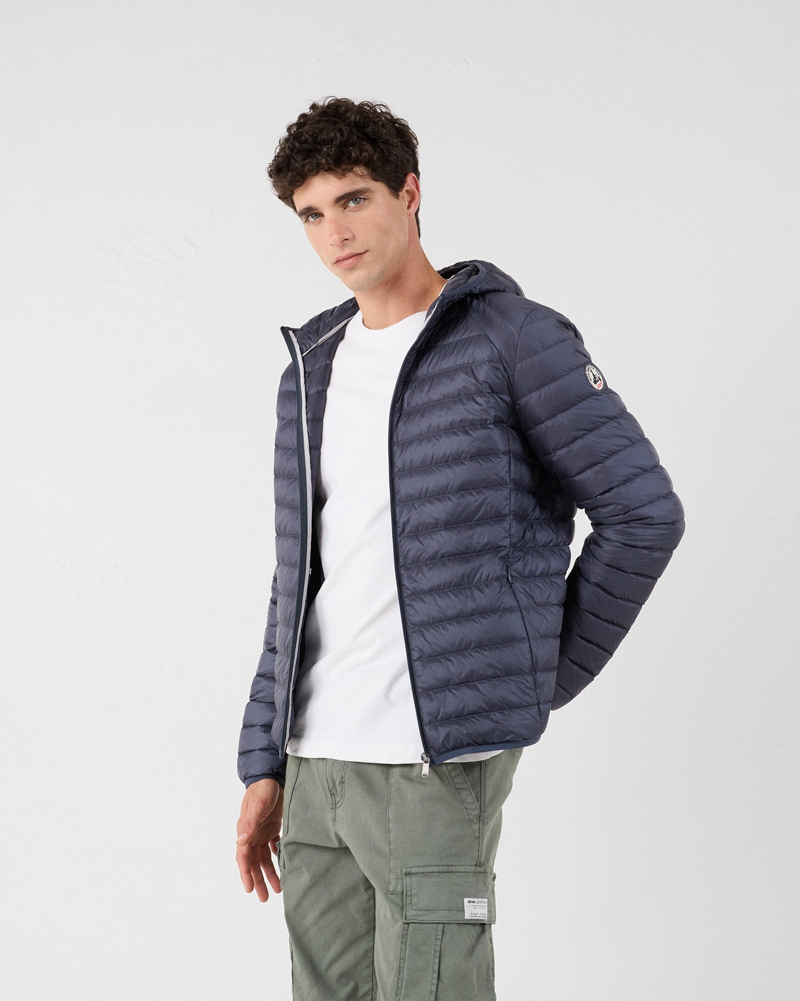 Lightweight hooded puffer jacket in bluestone nico JOTT Blue