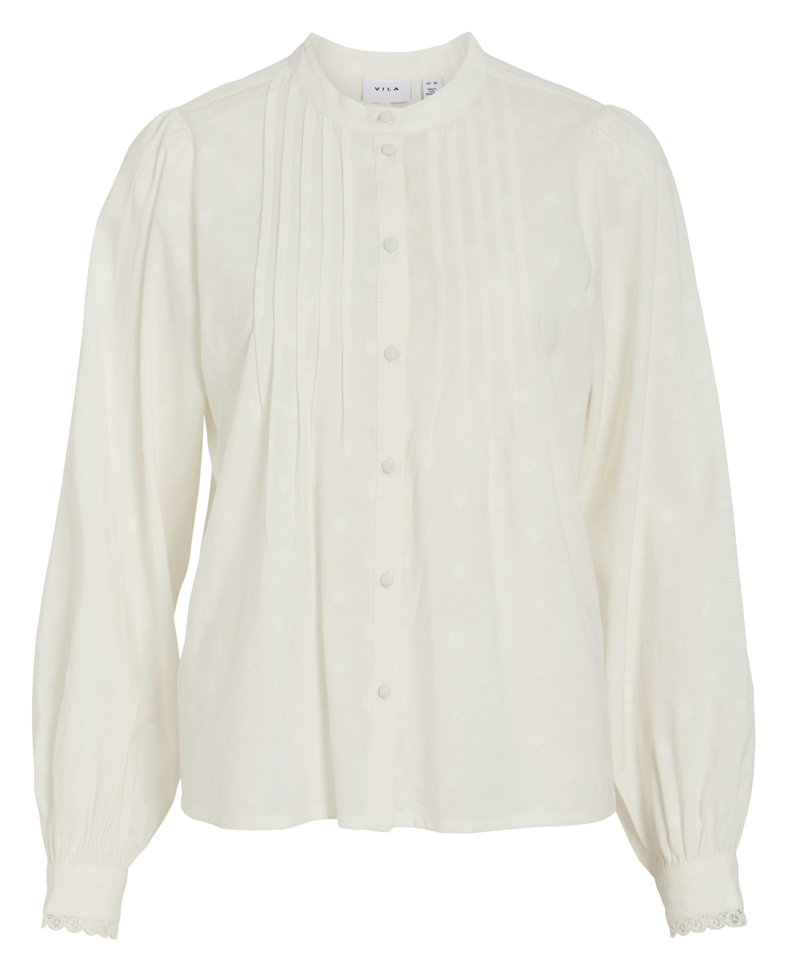 Chemise col rond en coton VILA Beige