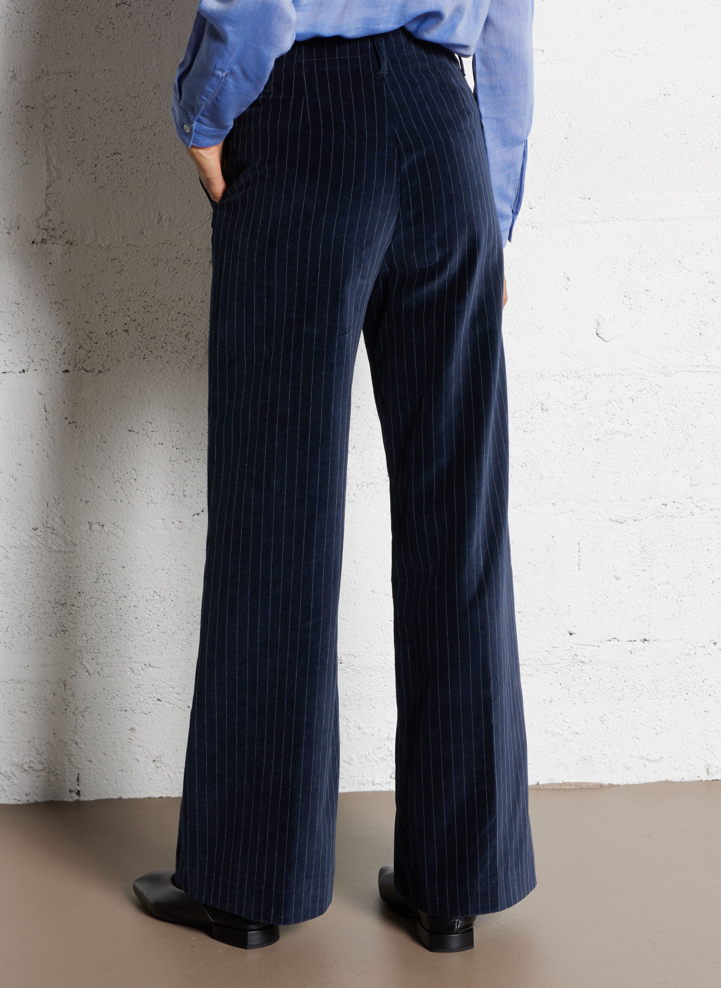 Pantalon large rayé en coton DIEGA Bleu